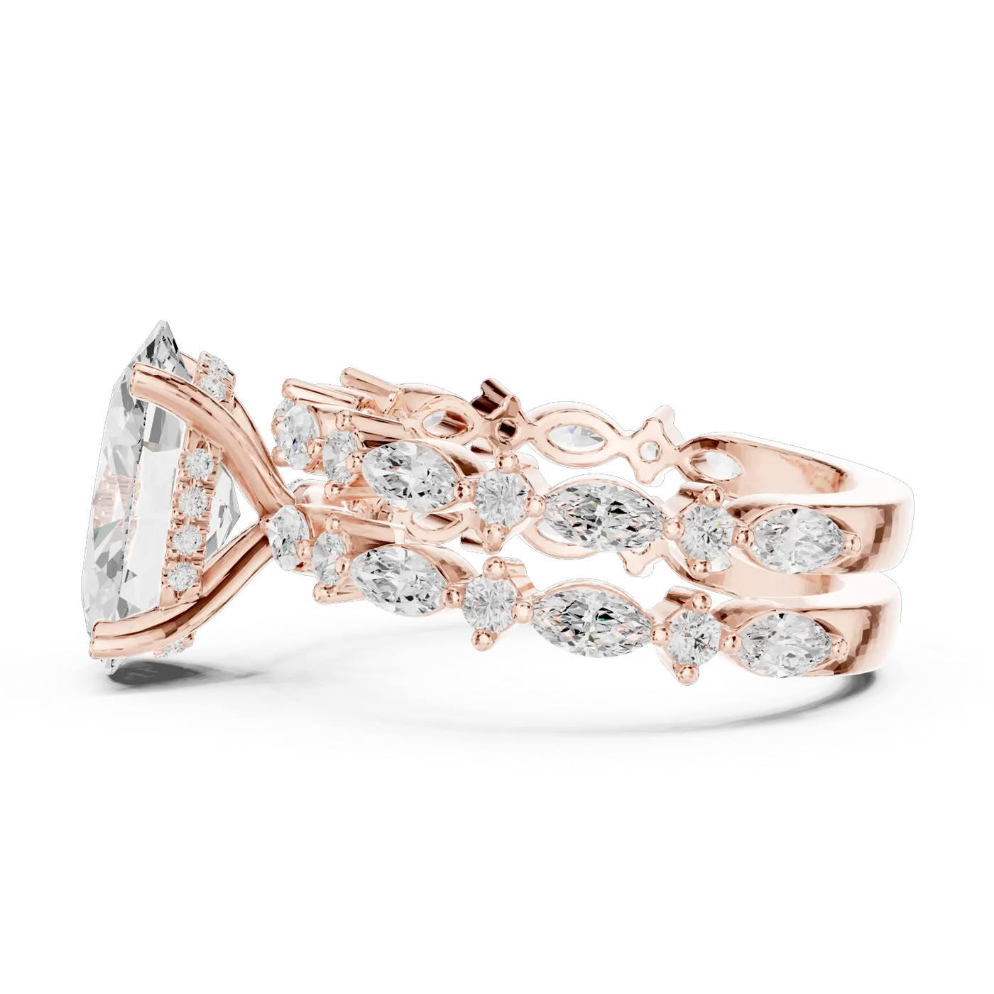Bague de fiançailles Magnolia 3,05 ct en or rose 18 carats, diamant ovale, vue 3