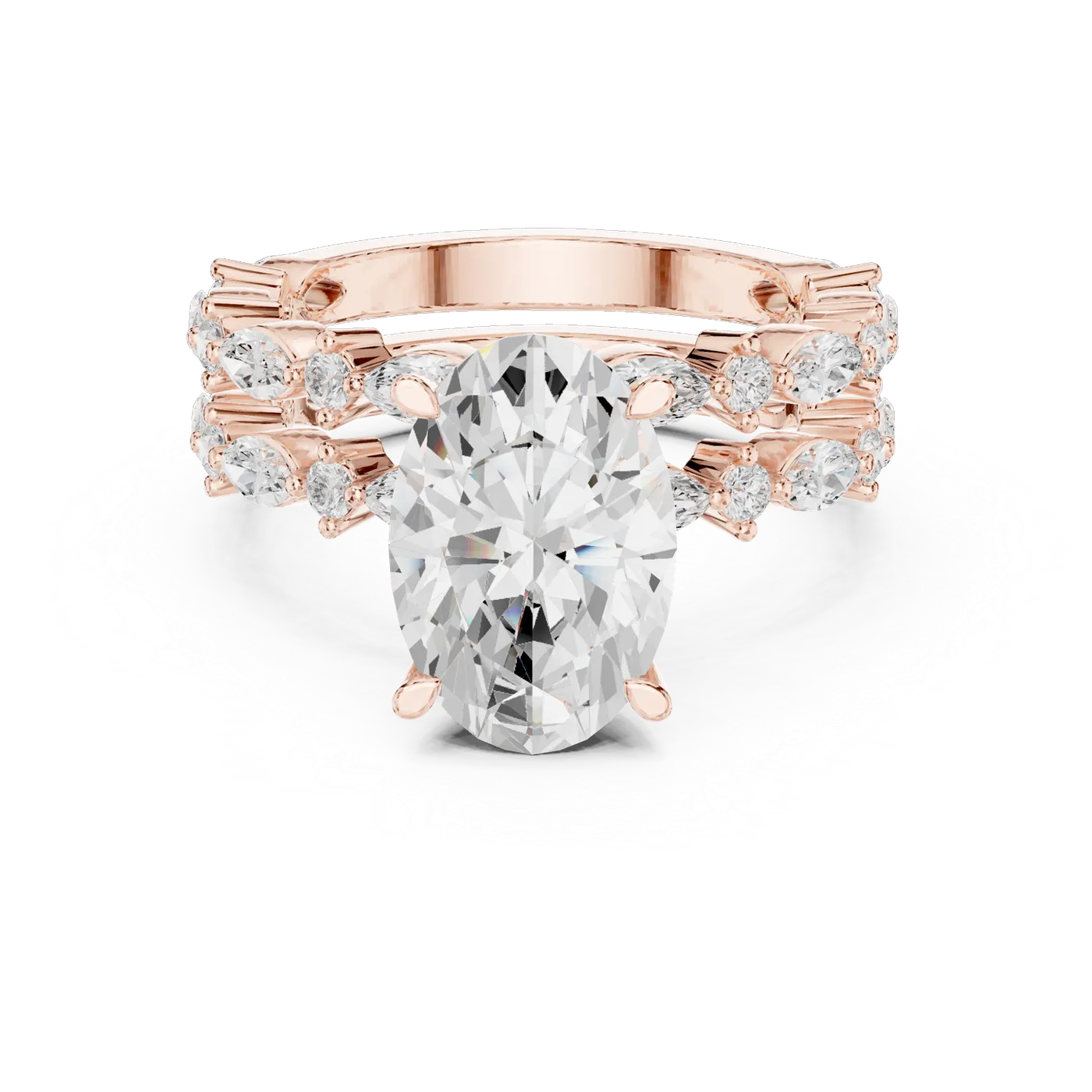 Bague de fiançailles Magnolia 3,05 ct en or rose 18 carats, diamant ovale, vue 4