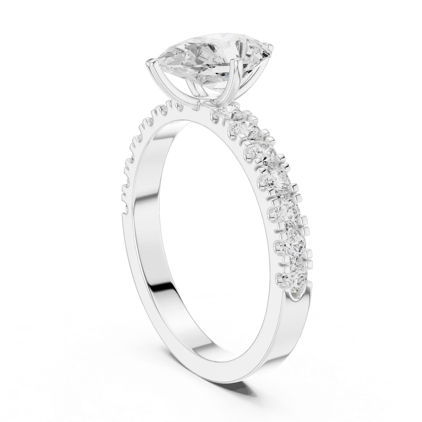 Bague de fiançailles Dahlia 0,99 ct en or blanc 18 carats, diamant poire, vue 1