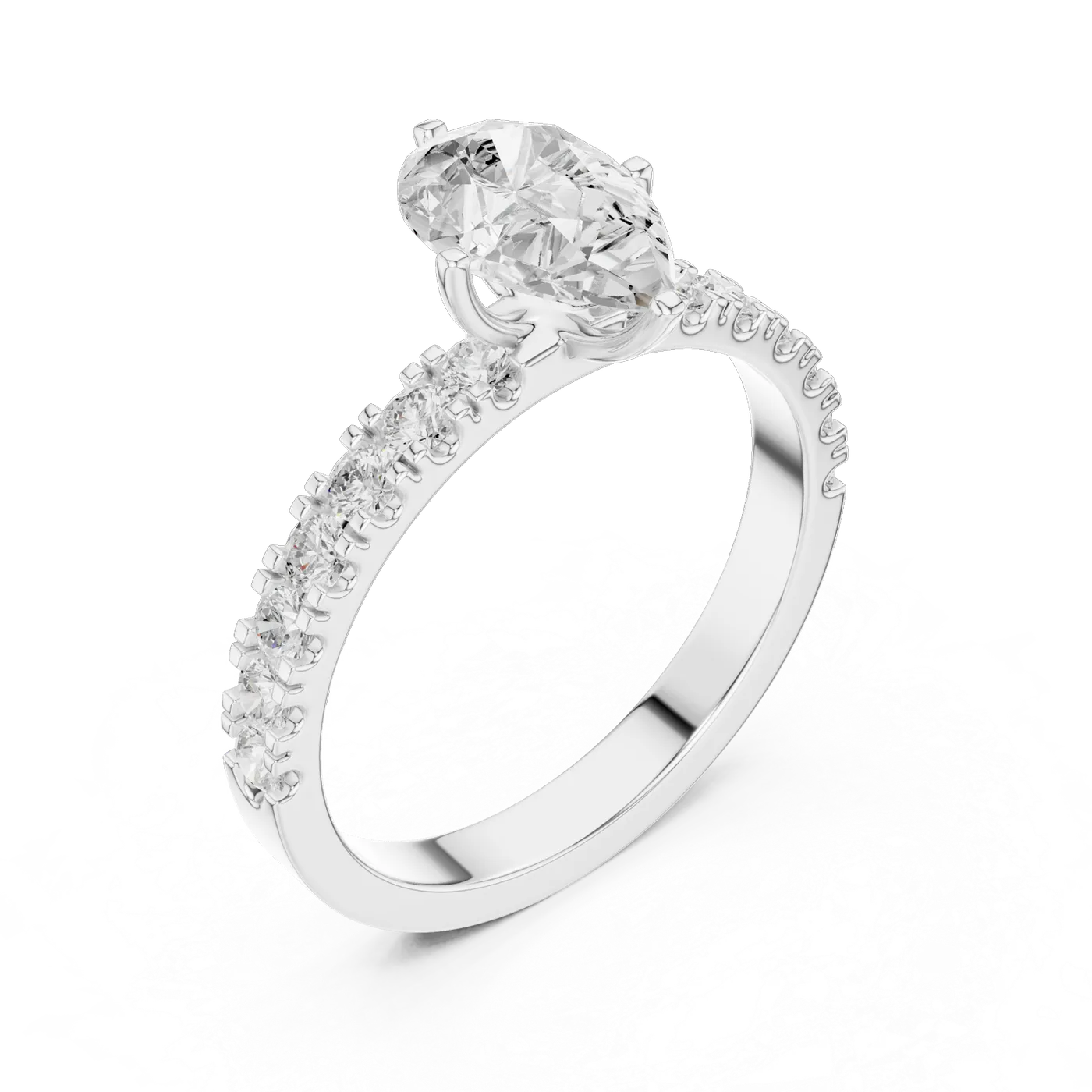 Bague de fiançailles Dahlia 0,99 ct en or blanc 18 carats, diamant poire, vue 2