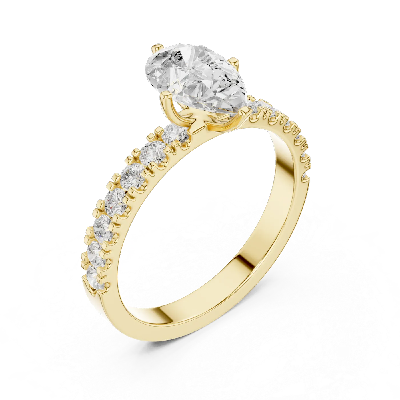 Bague de fiançailles Dahlia 0,99 ct en or jaune 18 carats, diamant poire, vue 2