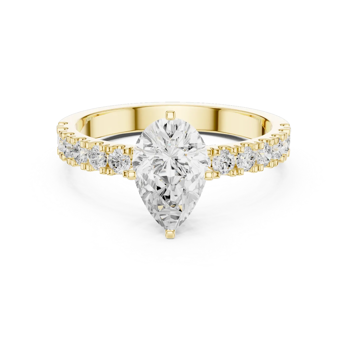 Bague de fiançailles Dahlia 0,99 ct en or jaune 18 carats, diamant poire, vue 4