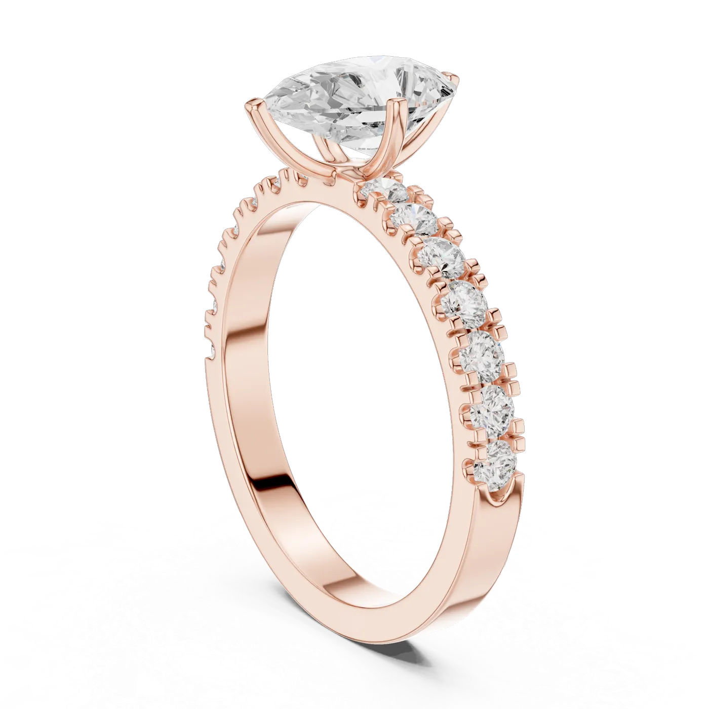 Bague de fiançailles Dahlia 0,99 ct en or rose 18 carats, diamant poire, vue 1