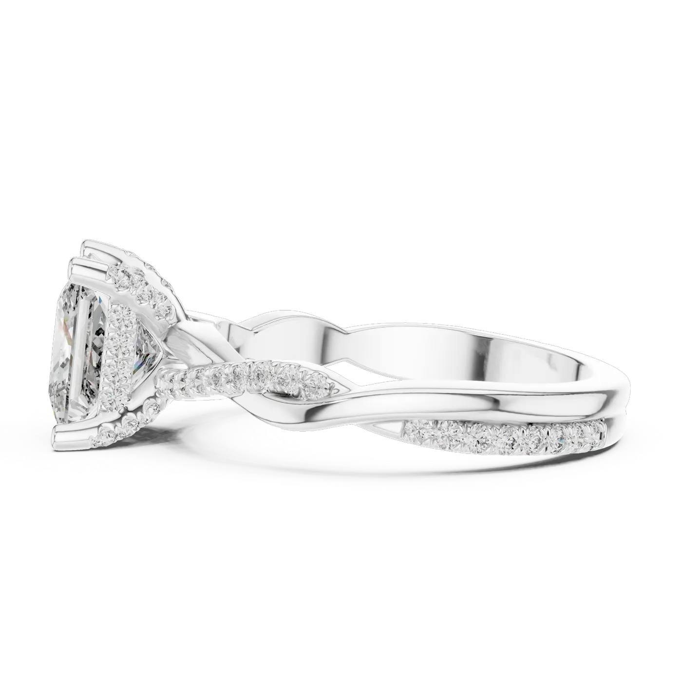 Bague de fiançailles Camélia 1,90 ct en or blanc 18 carats, diamant princesse, vue 3