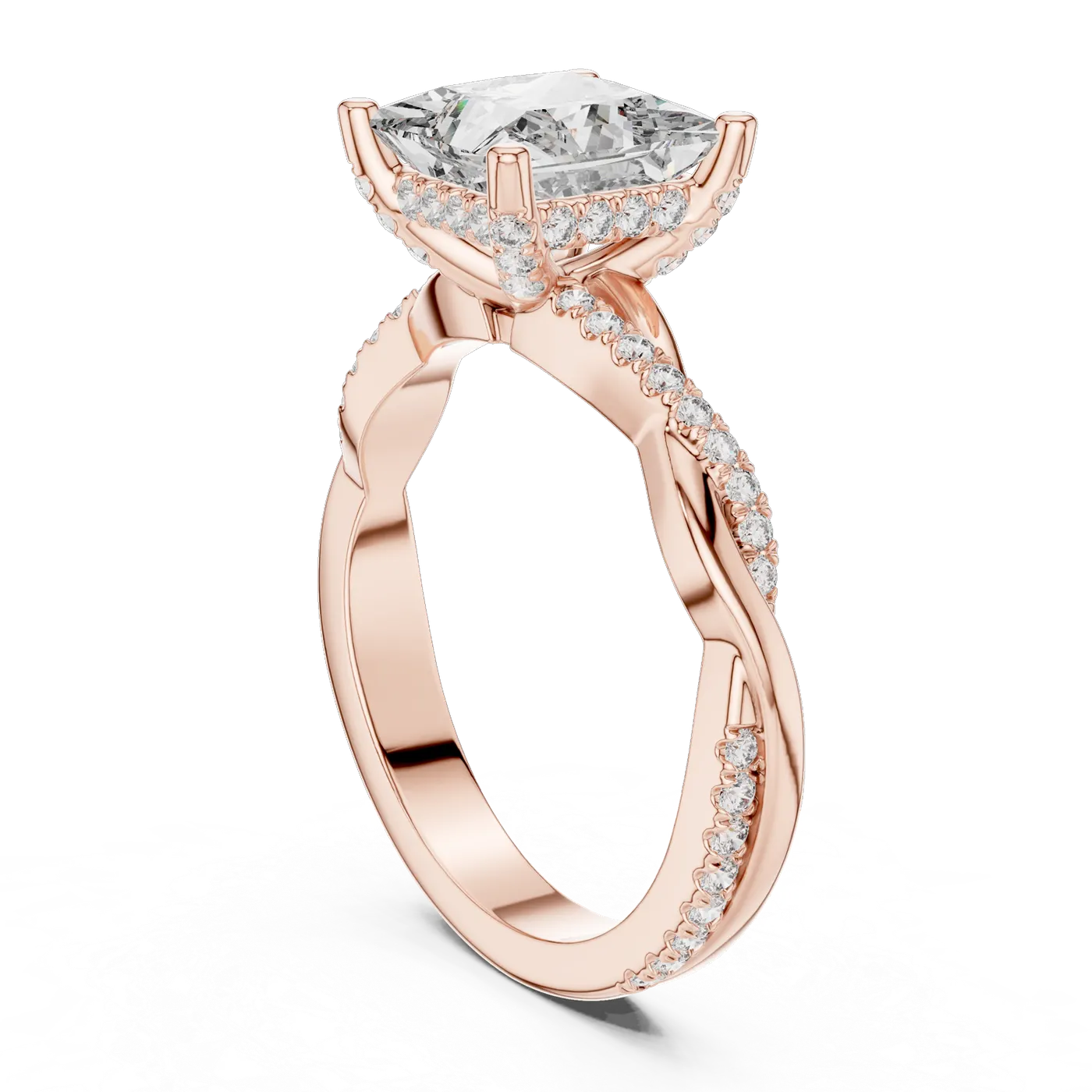 Bague de fiançailles Camélia 1,90 ct en or rose 18 carats, diamant princesse, vue 1
