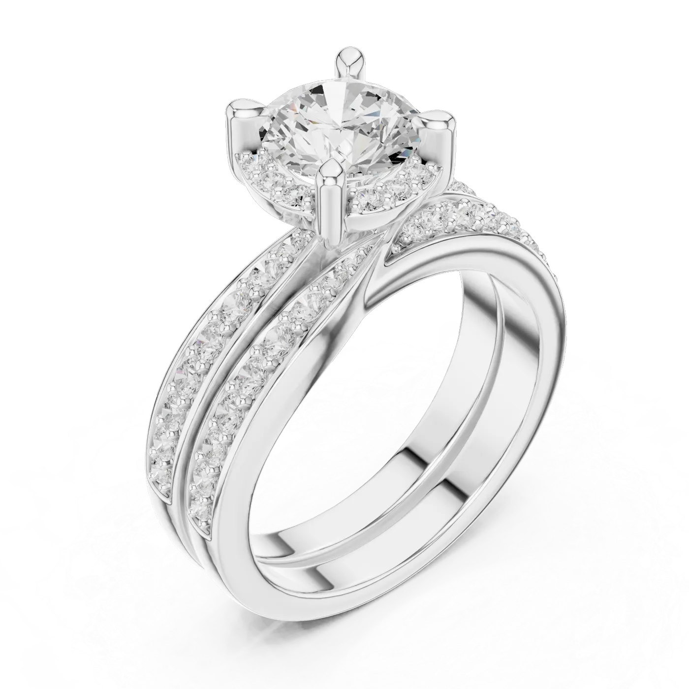 Bague de fiançailles Marguerite 1,03 ct n°2 en or blanc 18 carats, diamant rond, vue 2