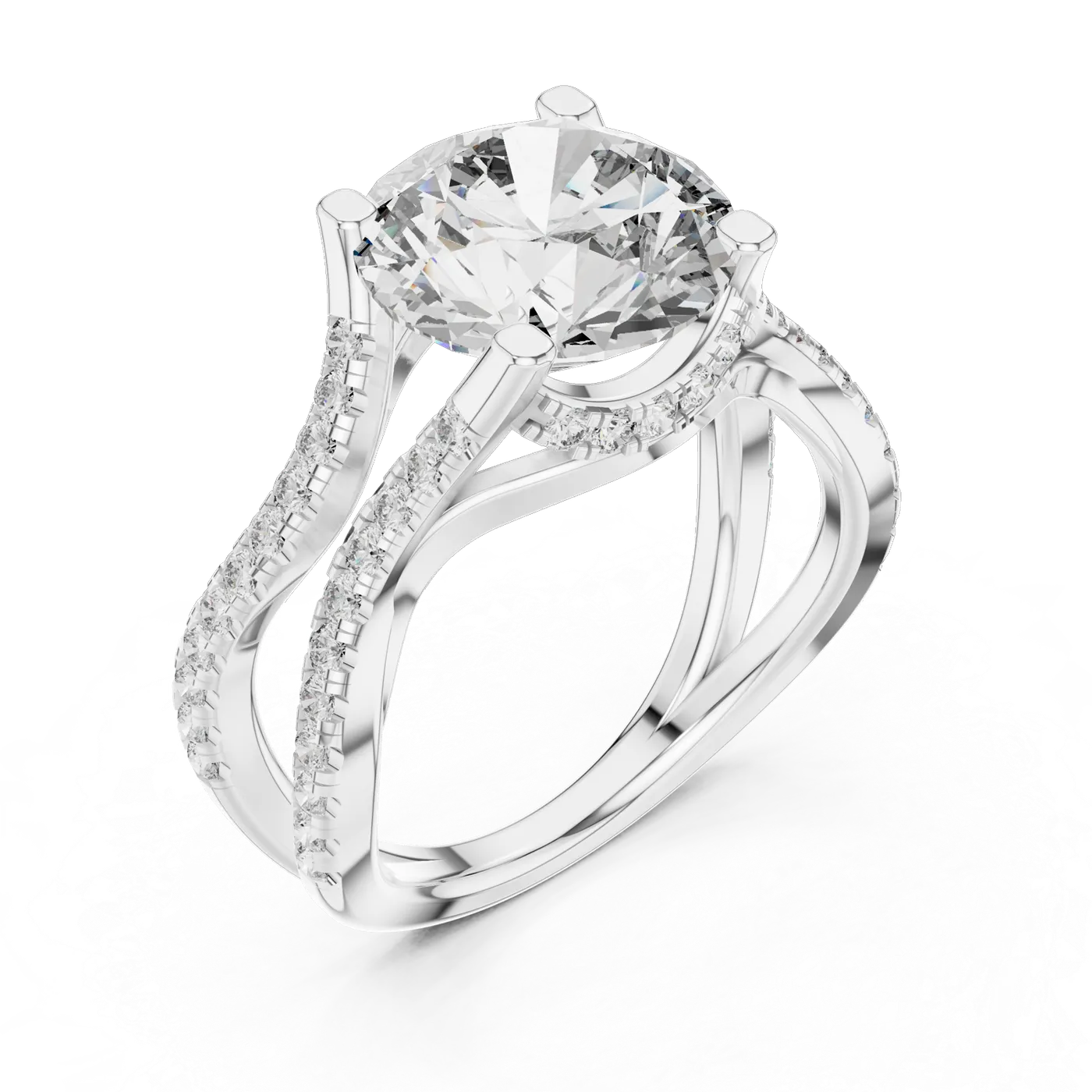 Bague de fiançailles Marguerite 3,53 ct en or blanc 18 carats, diamant rond, vue 2