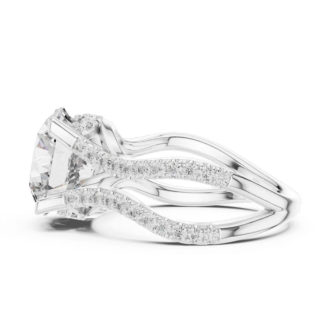 Bague de fiançailles Marguerite 3,53 ct en or blanc 18 carats, diamant rond, vue 3