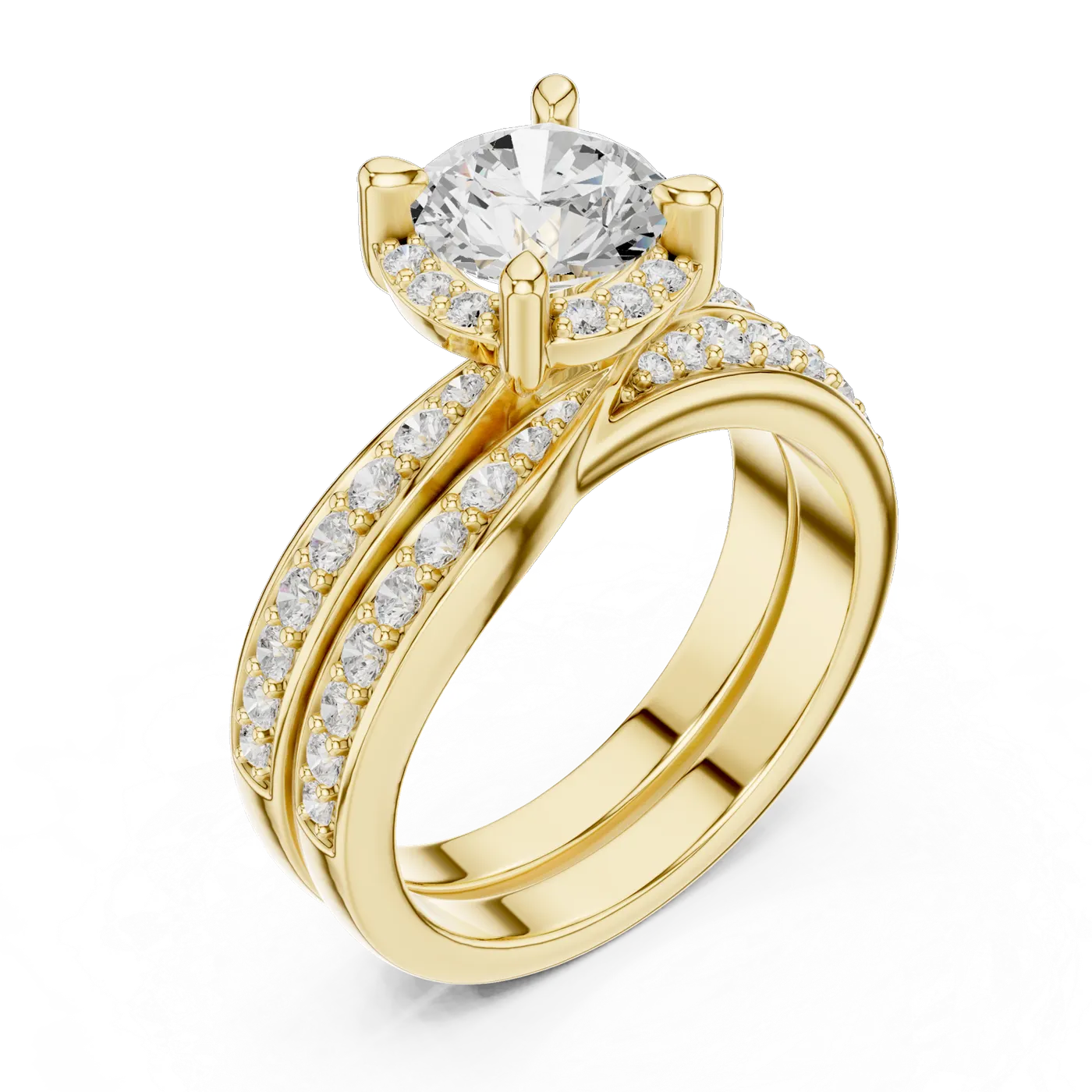 Bague de fiançailles Marguerite 1,03 ct n°2 en or jaune 18 carats, diamant rond, vue 2