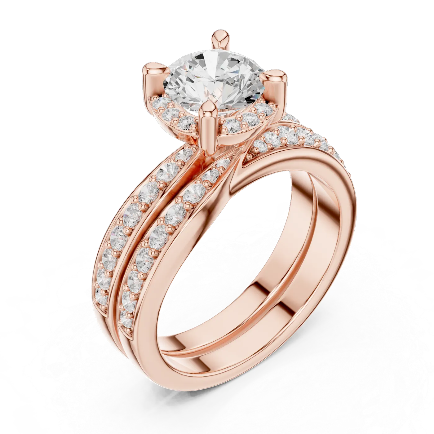 Bague de fiançailles Marguerite 1,03 ct n°2 en or rose 18 carats, diamant rond, vue 2