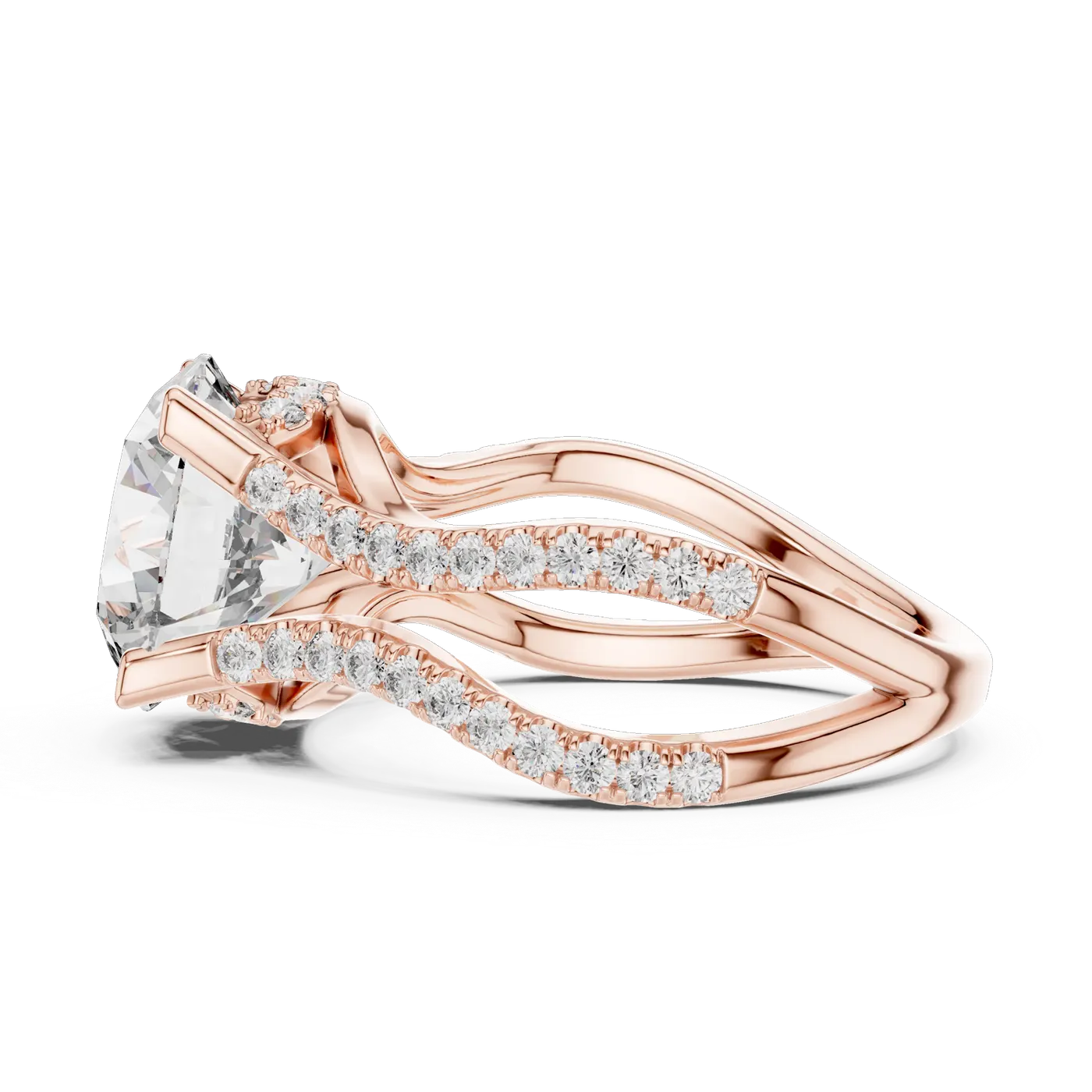 Bague de fiançailles Marguerite 3,53 ct en or rose 18 carats, diamant rond, vue 3