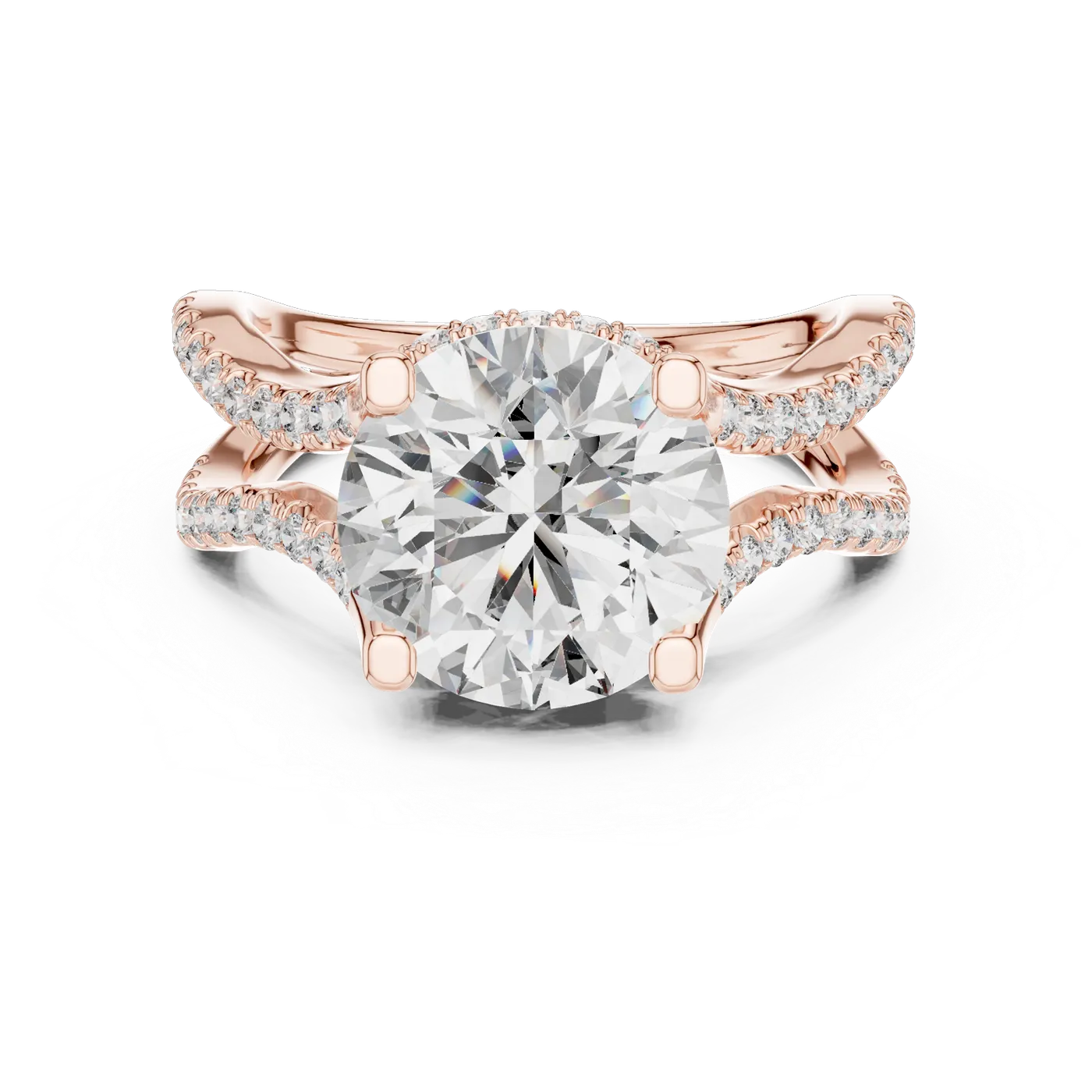 Bague de fiançailles Marguerite 3,53 ct en or rose 18 carats, diamant rond, vue 4