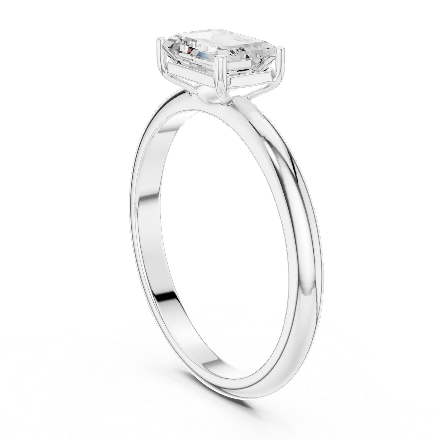 Bague de fiançailles Iris 0,69 ct n°2 en or blanc 18 carats, diamant taille émeraude, vue 1