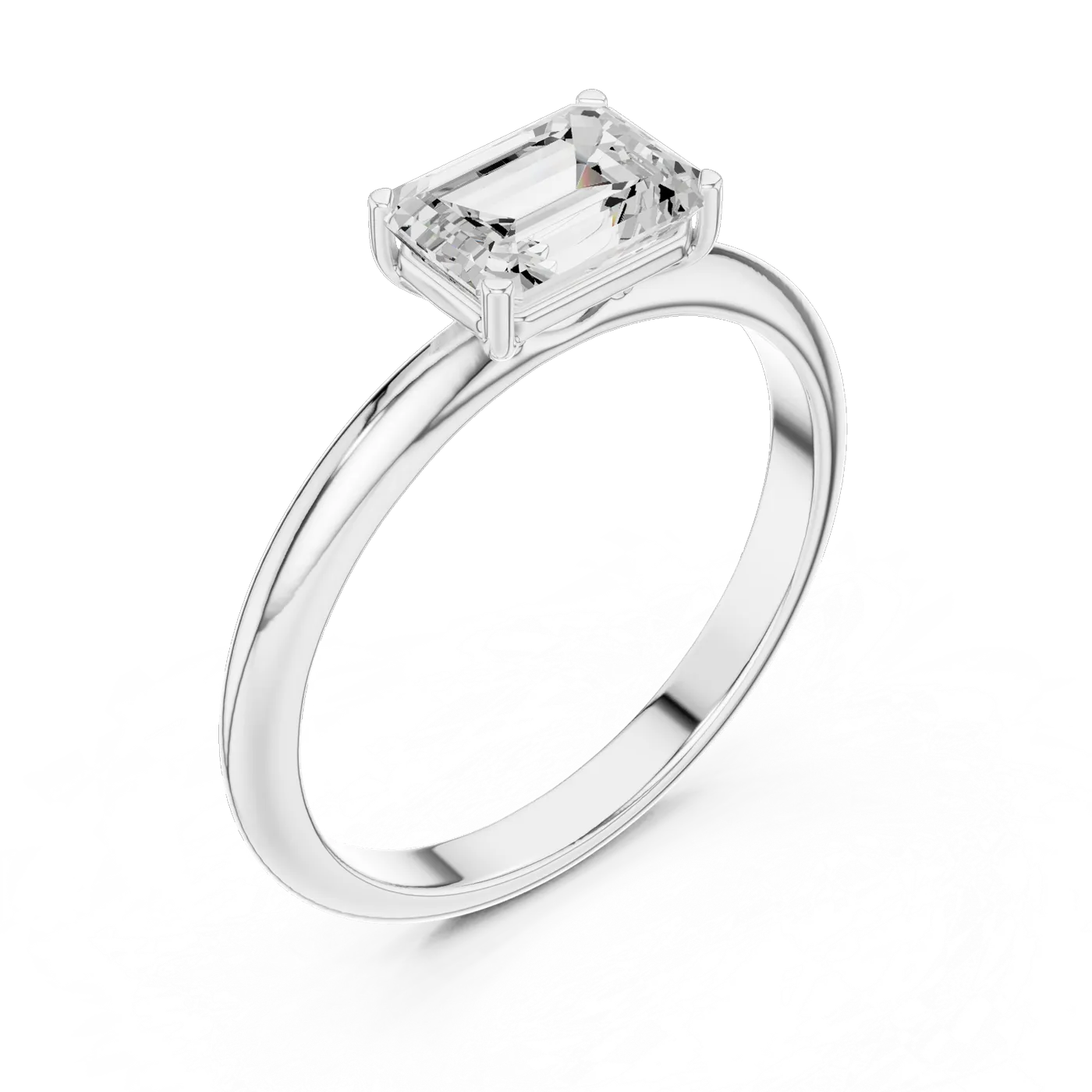 Bague de fiançailles Iris 0,69 ct n°2 en or blanc 18 carats, diamant taille émeraude, vue 2