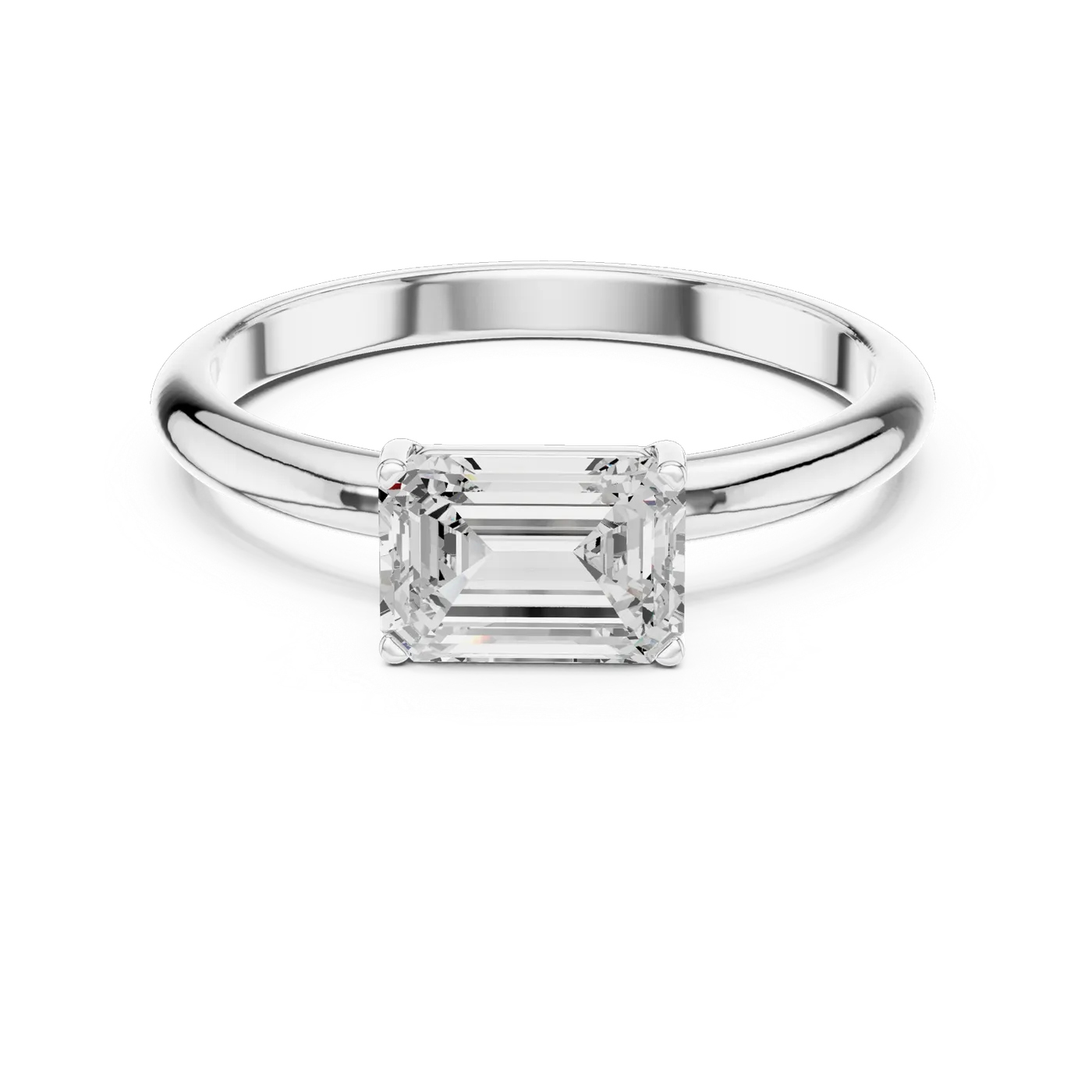 Bague de fiançailles Iris 0,69 ct n°2 en or blanc 18 carats, diamant taille émeraude, vue 4
