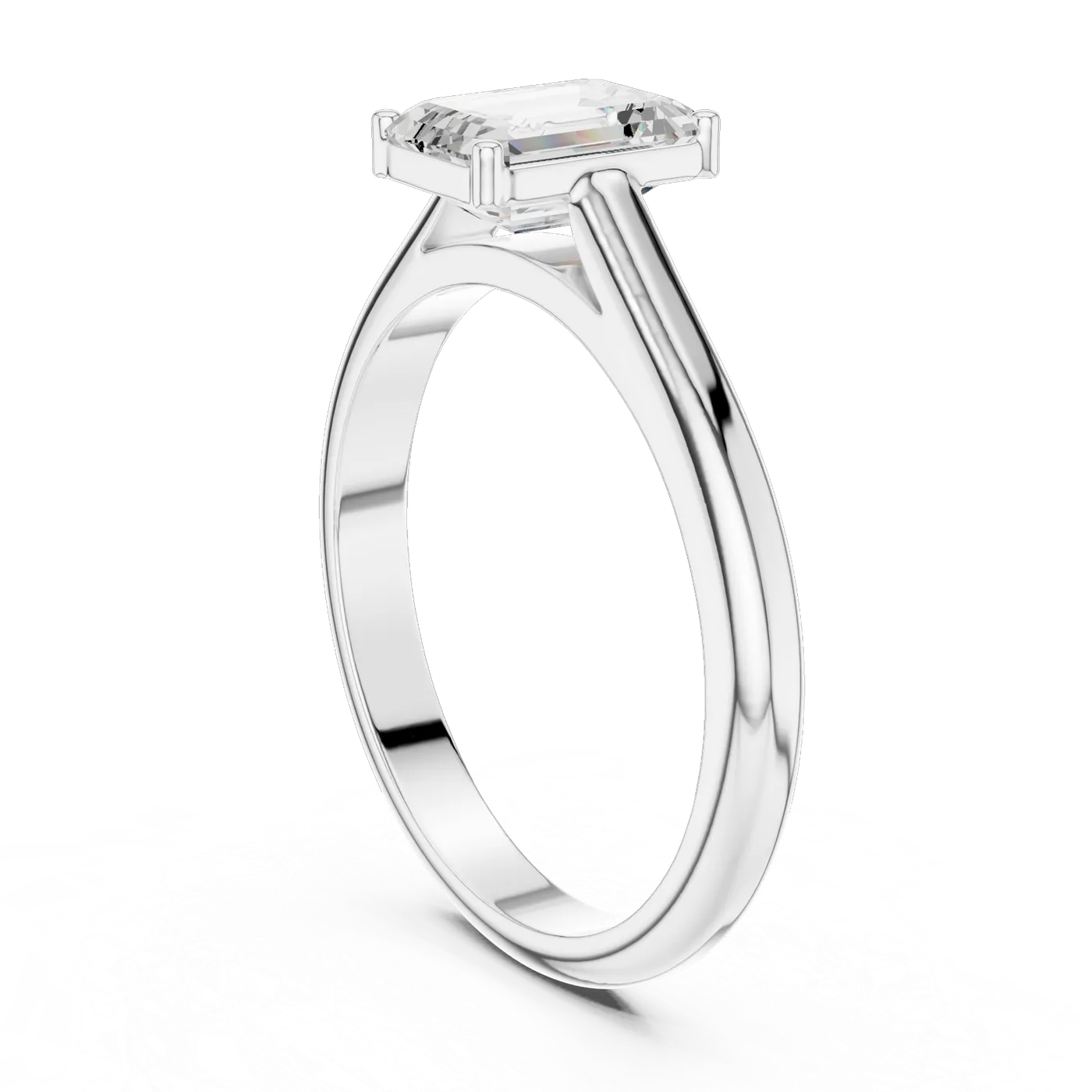 Bague de fiançailles Iris 0,69 ct n°3 en or blanc 18 carats, diamant taille émeraude, vue 1