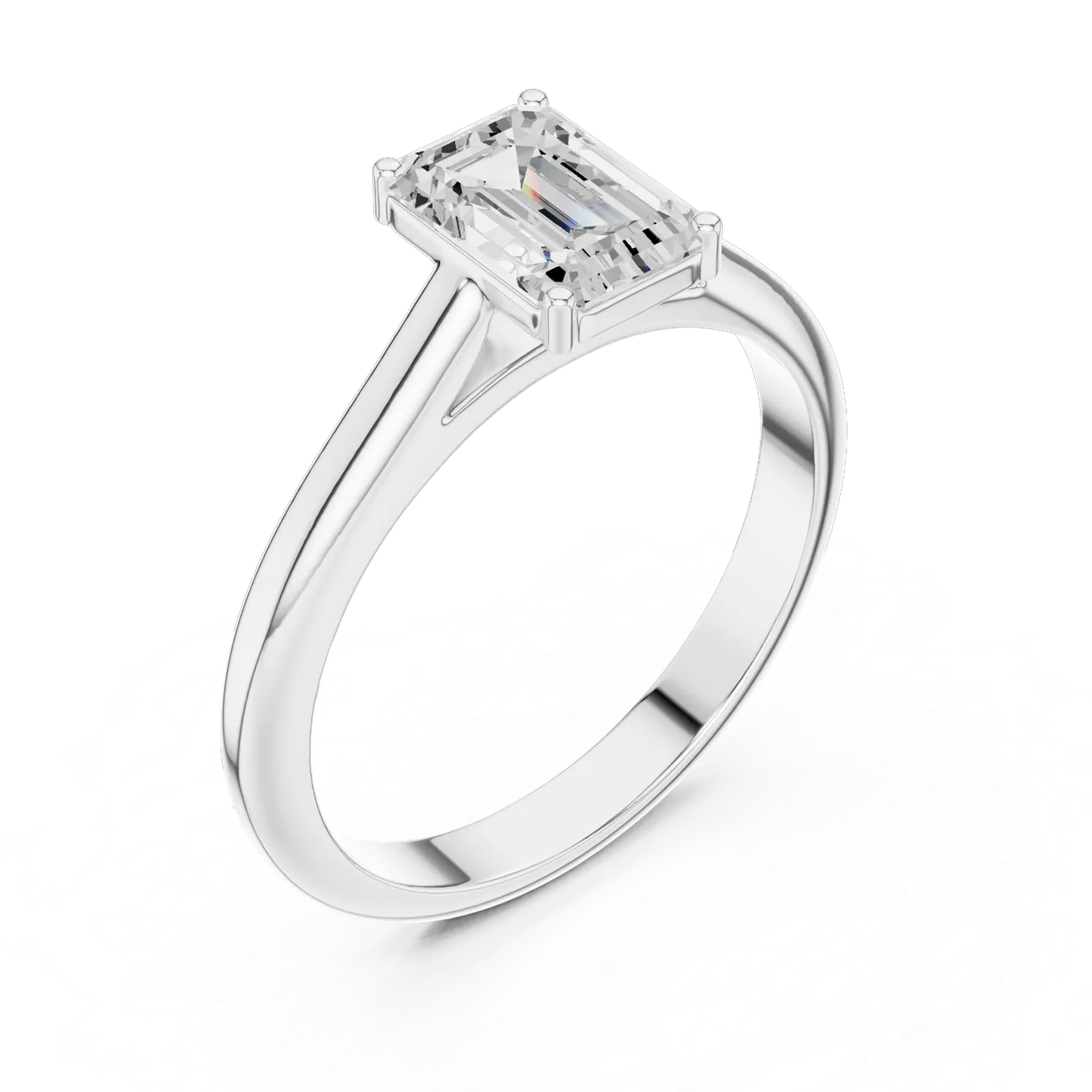 Bague de fiançailles Iris 0,69 ct n°3 en or blanc 18 carats, diamant taille émeraude, vue 2