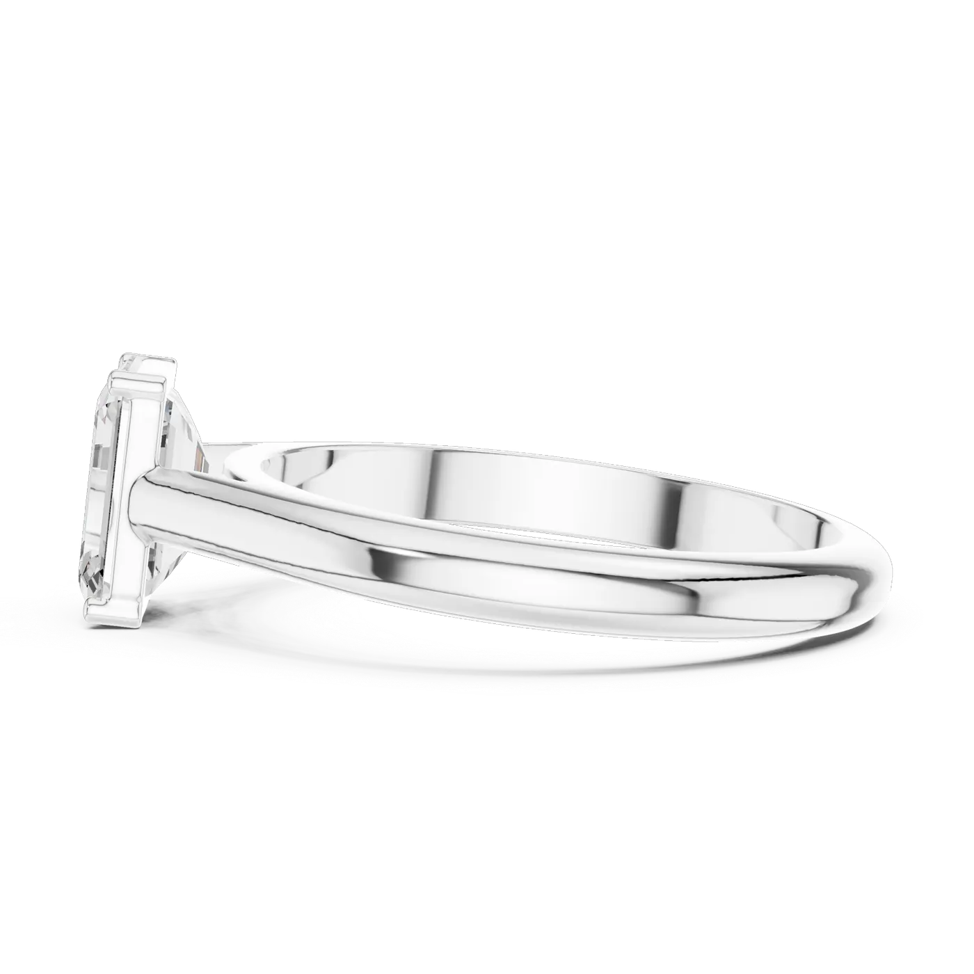 Bague de fiançailles Iris 0,69 ct n°3 en or blanc 18 carats, diamant taille émeraude, vue 3