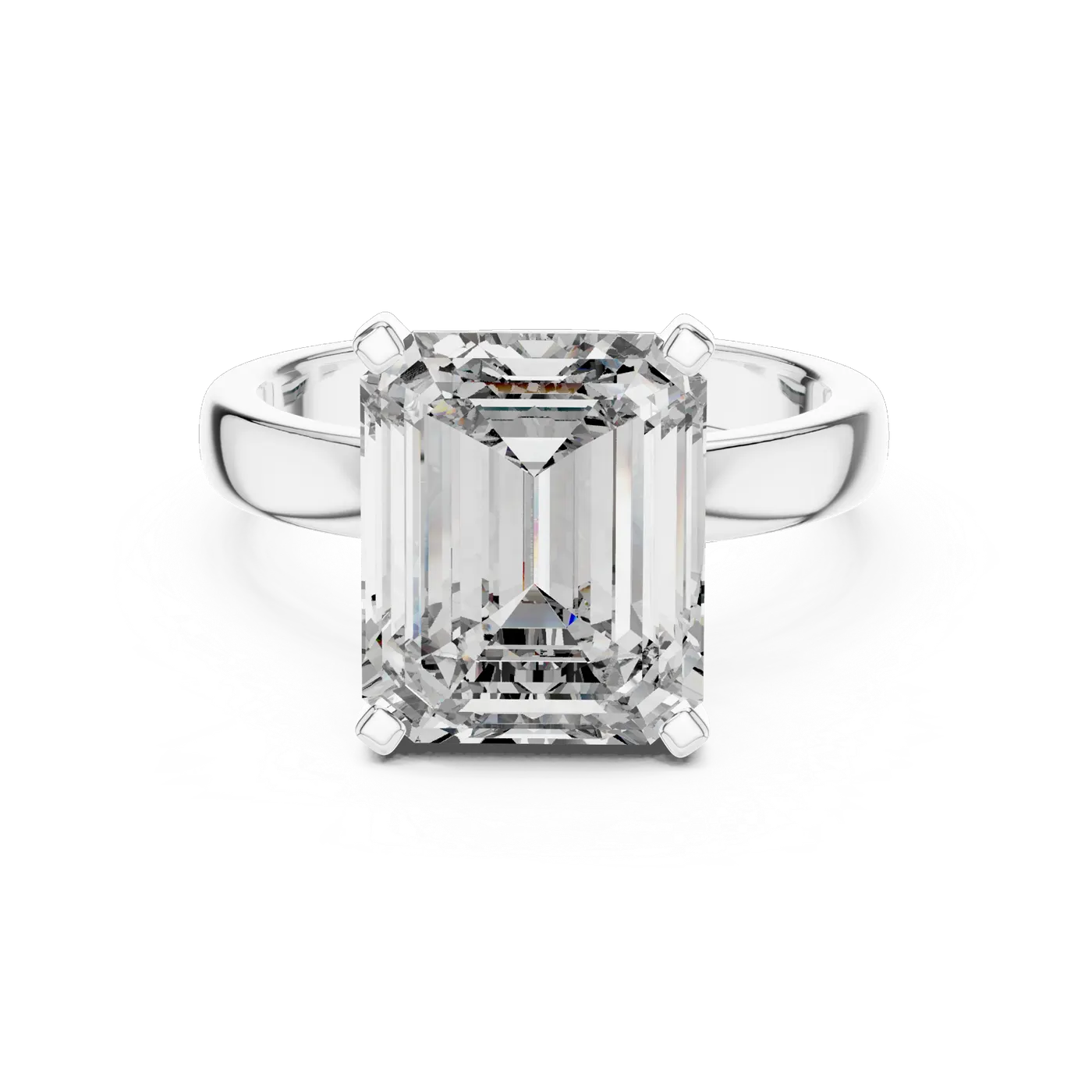 Bague de fiançailles Iris 3,53 ct en or blanc 18 carats, diamant taille émeraude, vue 2