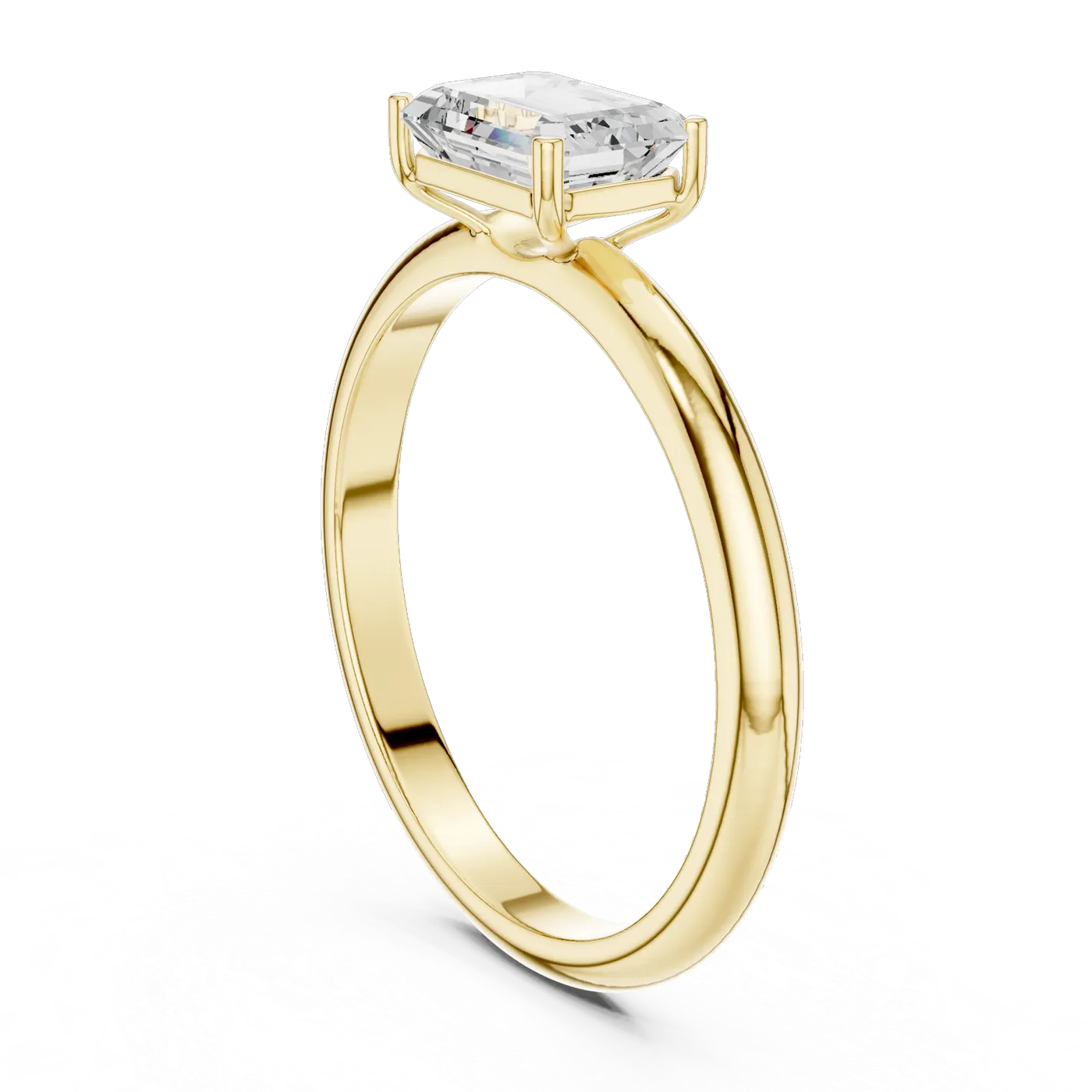 Bague de fiançailles Iris 0,69 ct n°2 en or jaune 18 carats, diamant taille émeraude, vue 1