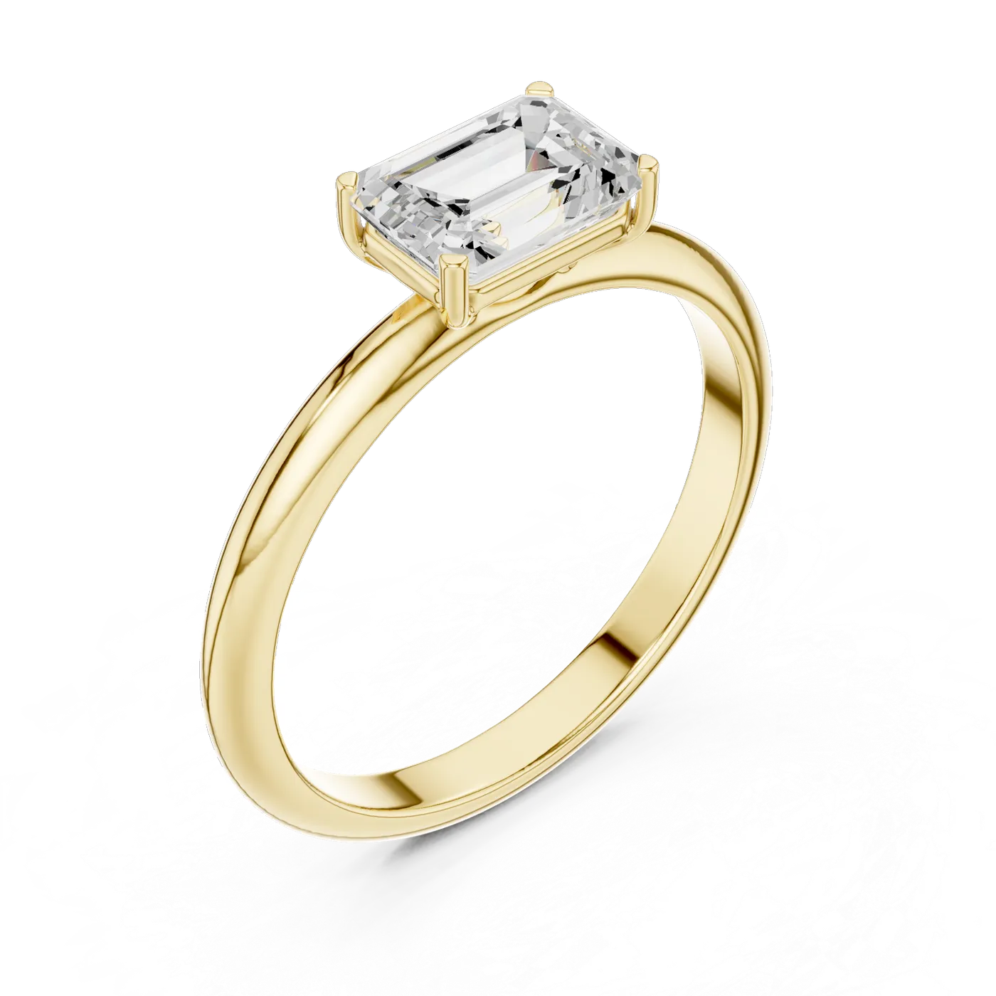 Bague de fiançailles Iris 0,69 ct n°2 en or jaune 18 carats, diamant taille émeraude, vue 2