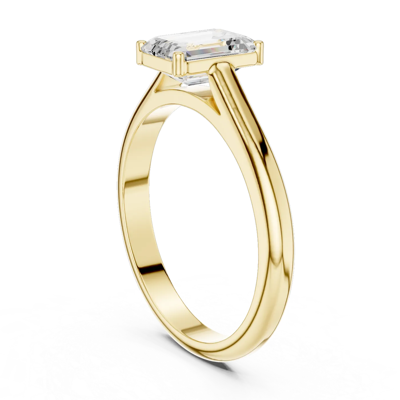Bague de fiançailles Iris 0,69 ct n°3 en or jaune 18 carats, diamant taille émeraude, vue 1