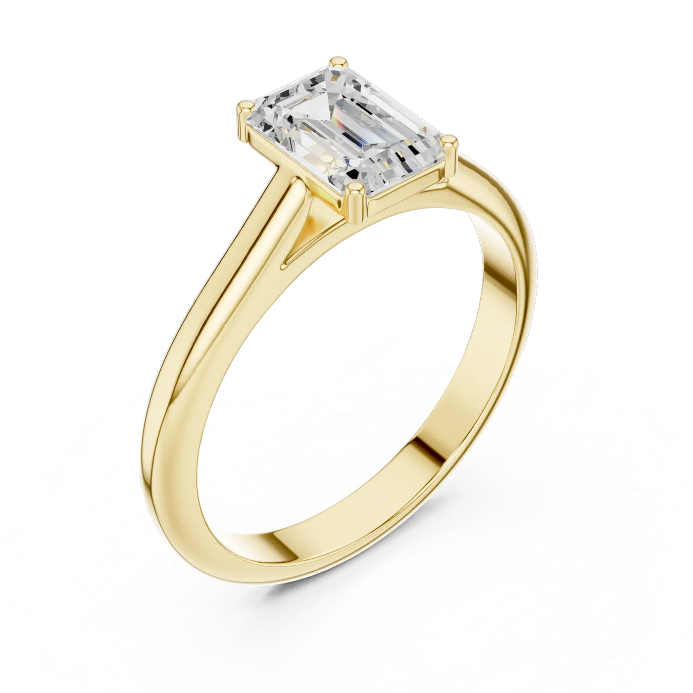 Bague de fiançailles Iris 0,69 ct n°3 en or jaune 18 carats, diamant taille émeraude, vue 2