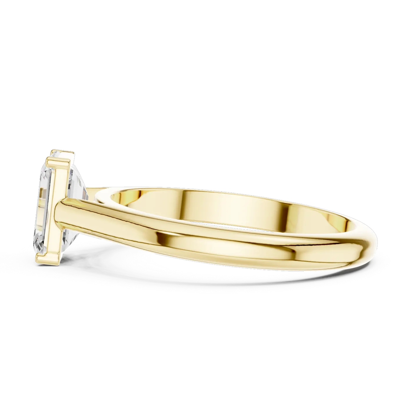 Bague de fiançailles Iris 0,69 ct n°3 en or jaune 18 carats, diamant taille émeraude, vue 3