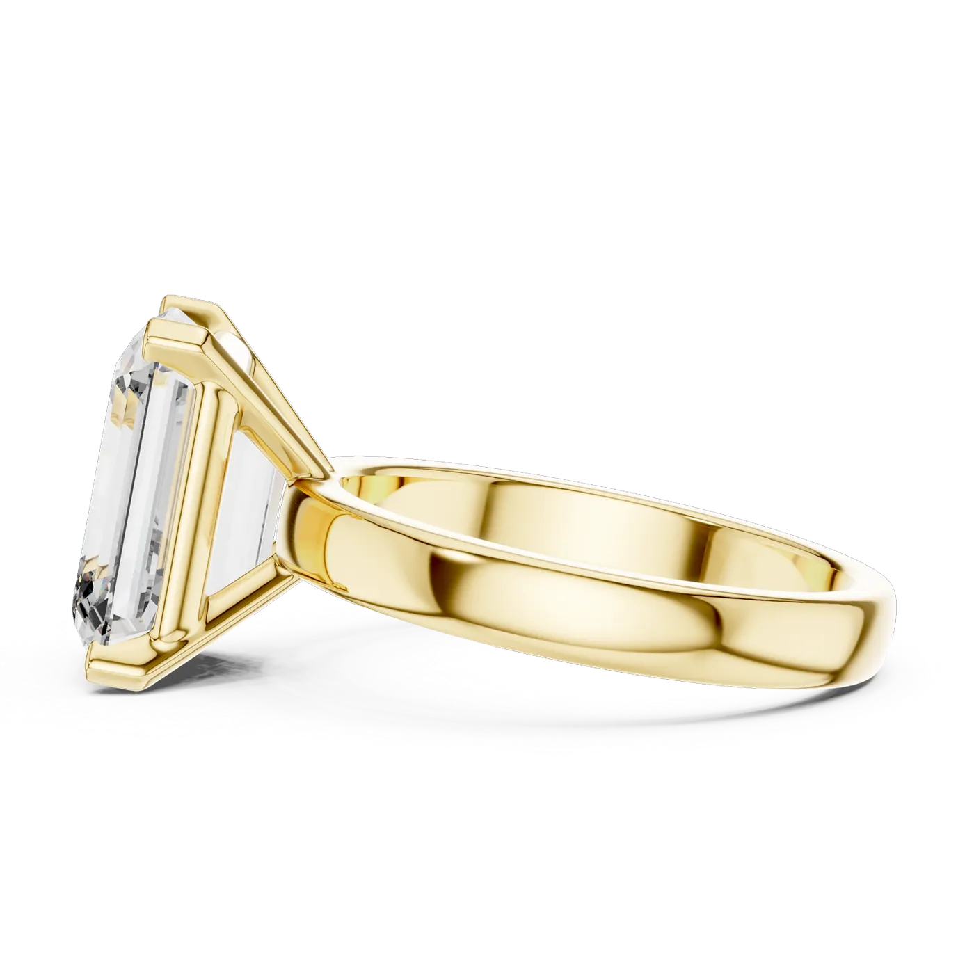 Bague de fiançailles Iris 3,53 ct en or jaune 18 carats, diamant taille émeraude, vue 1