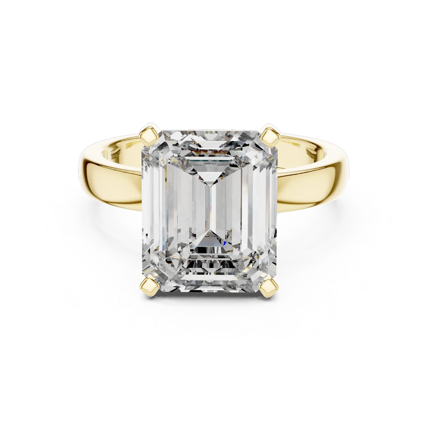 Bague de fiançailles Iris 3,53 ct en or jaune 18 carats, diamant taille émeraude, vue 2