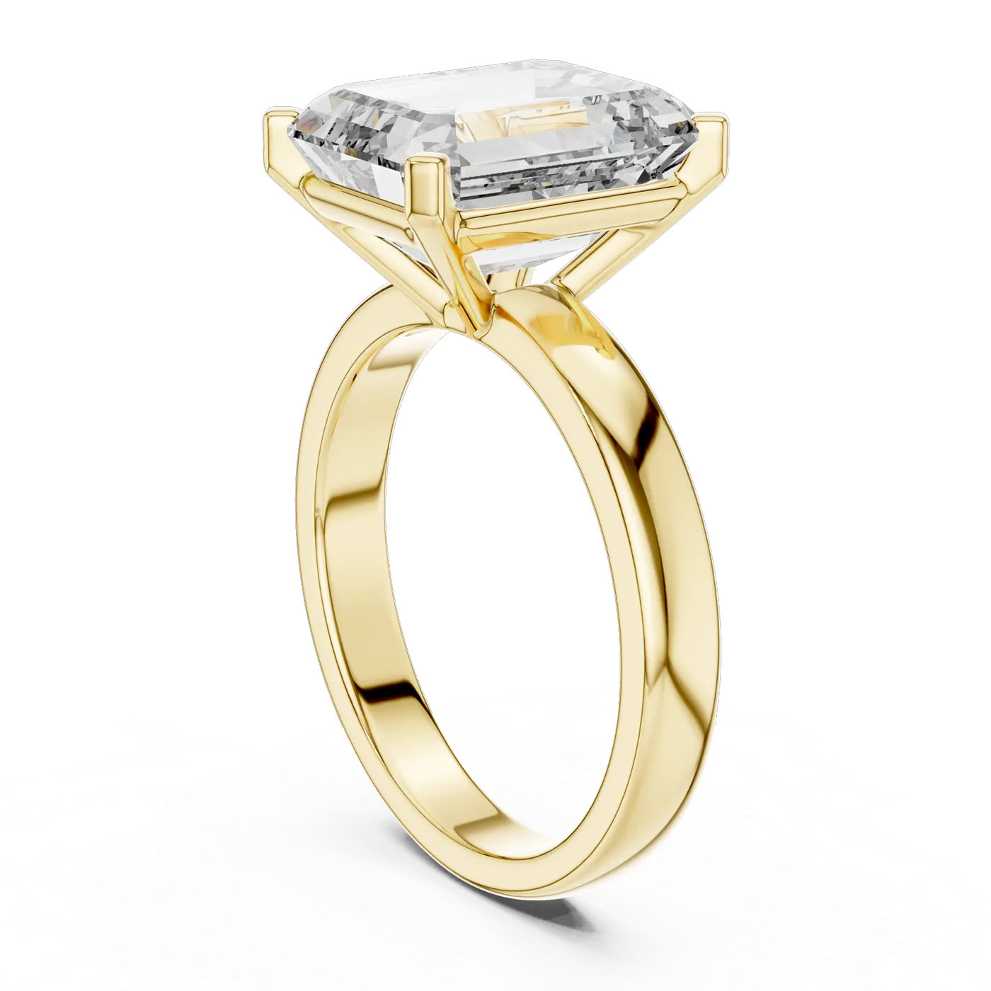 Bague de fiançailles Iris 3,53 ct en or jaune 18 carats, diamant taille émeraude, vue 3