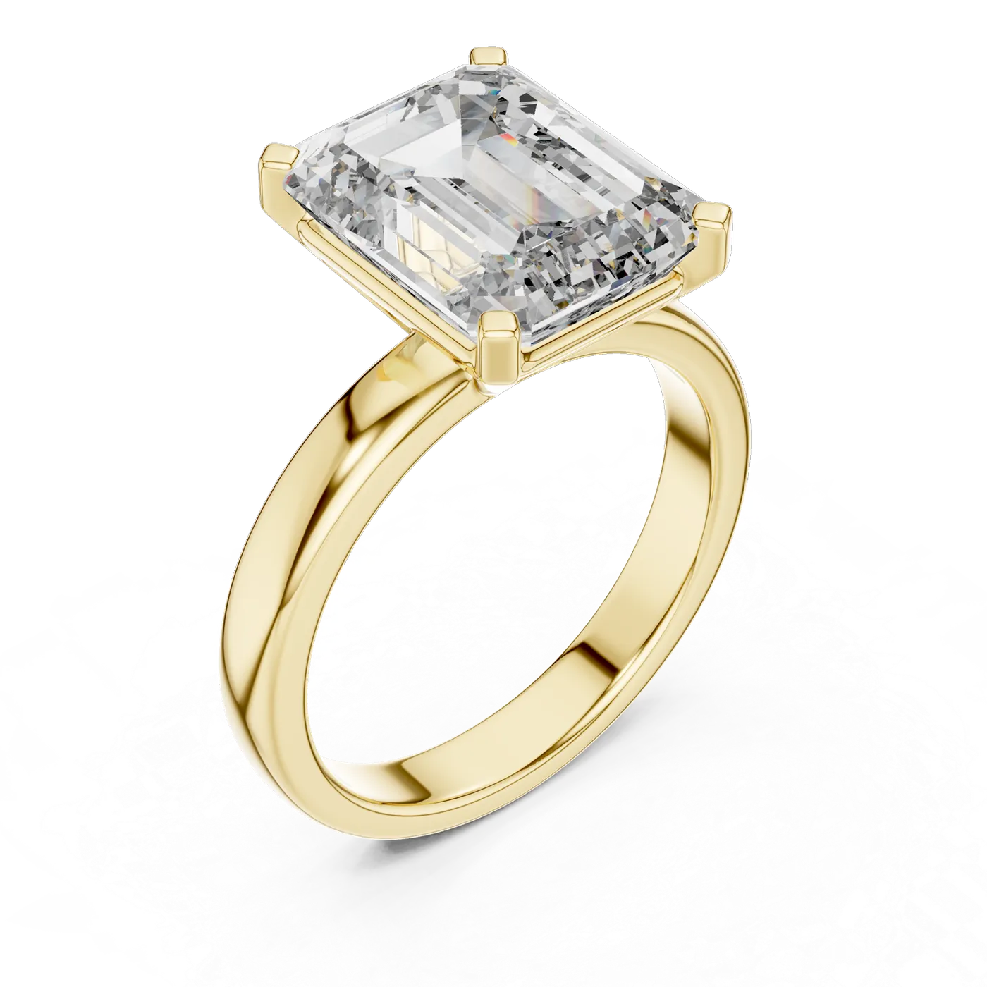 Bague de fiançailles Iris 3,53 ct en or jaune 18 carats, diamant taille émeraude, vue 4