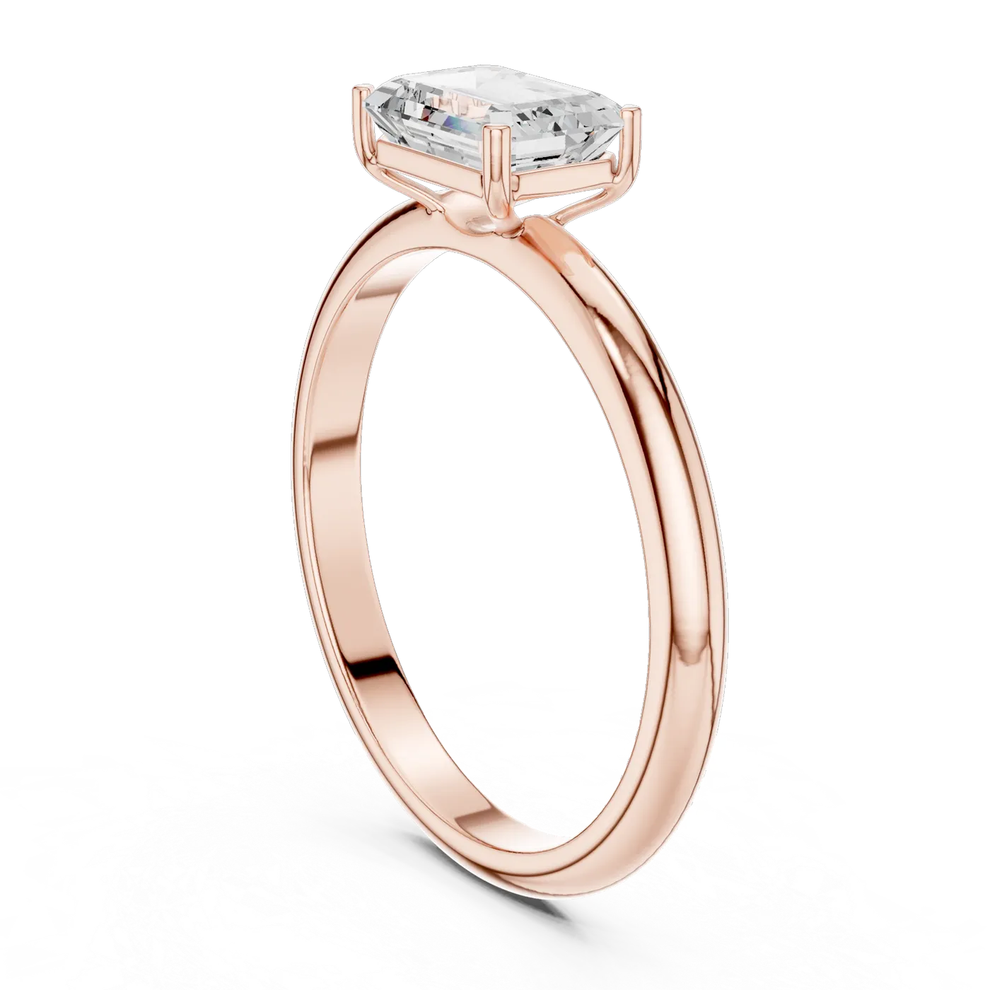 Bague de fiançailles Iris 0,69 ct n°2 en or rose 18 carats, diamant taille émeraude, vue 1