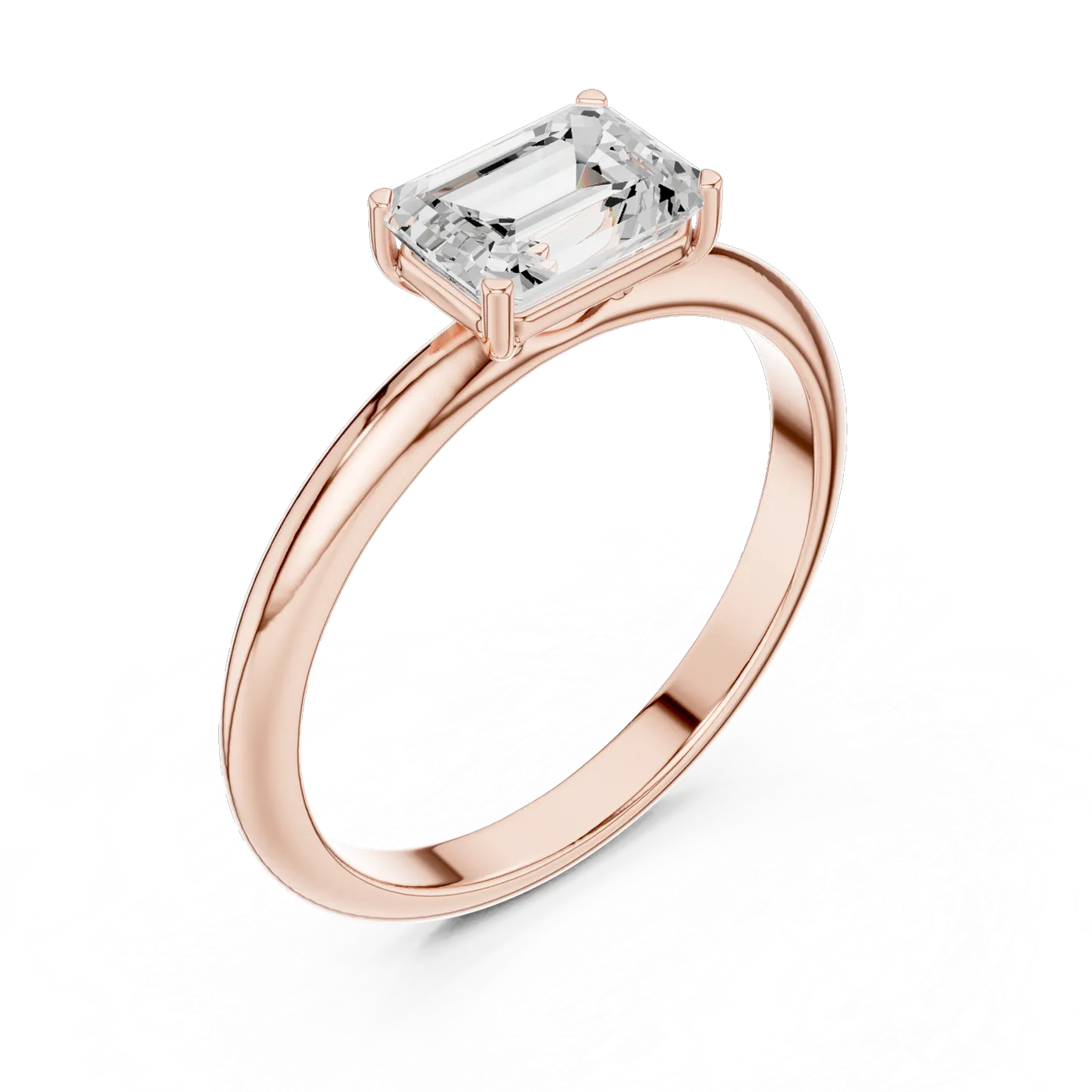Bague de fiançailles Iris 0,69 ct n°2 en or rose 18 carats, diamant taille émeraude, vue 2