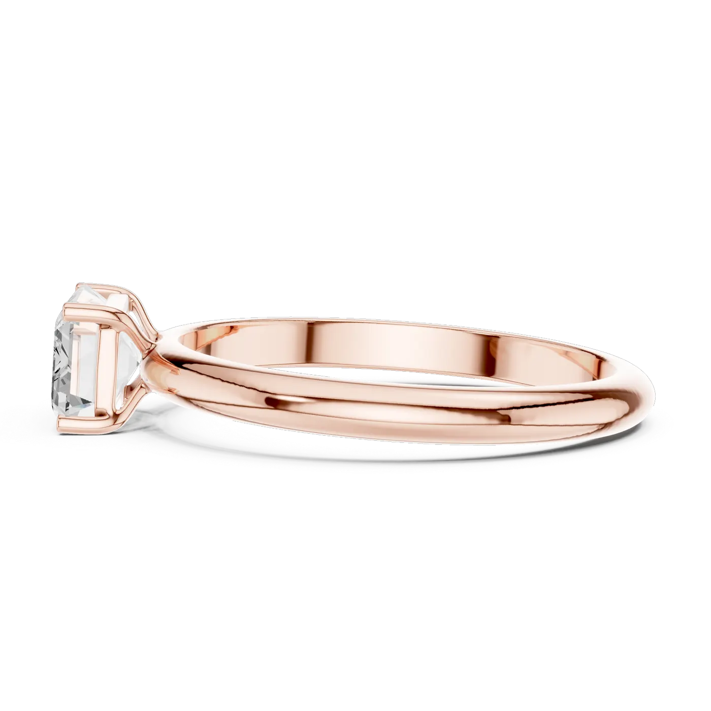 Bague de fiançailles Iris 0,69 ct n°2 en or rose 18 carats, diamant taille émeraude, vue 3
