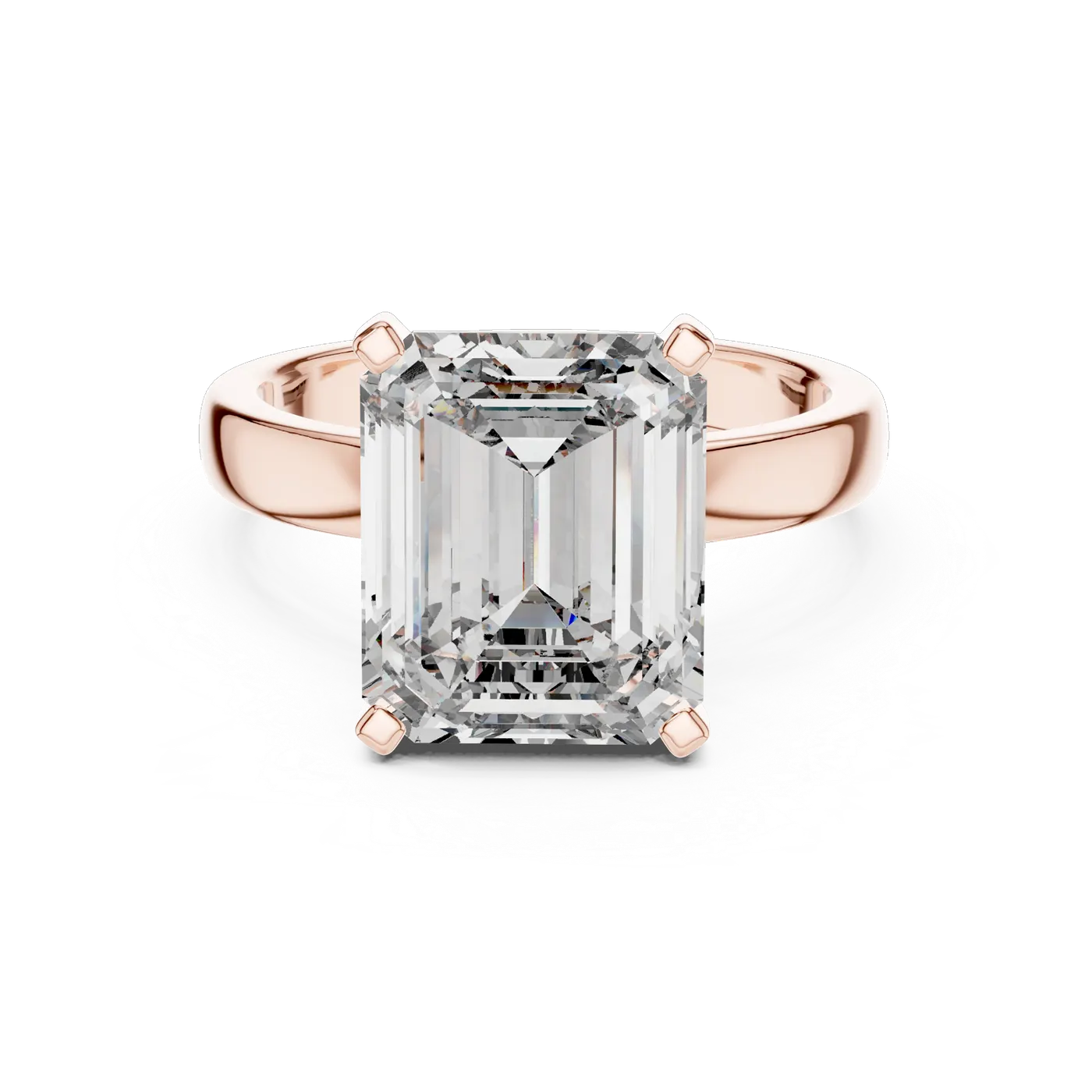 Bague de fiançailles Iris 3,53 ct en or rose 18 carats, diamant taille émeraude, vue 2