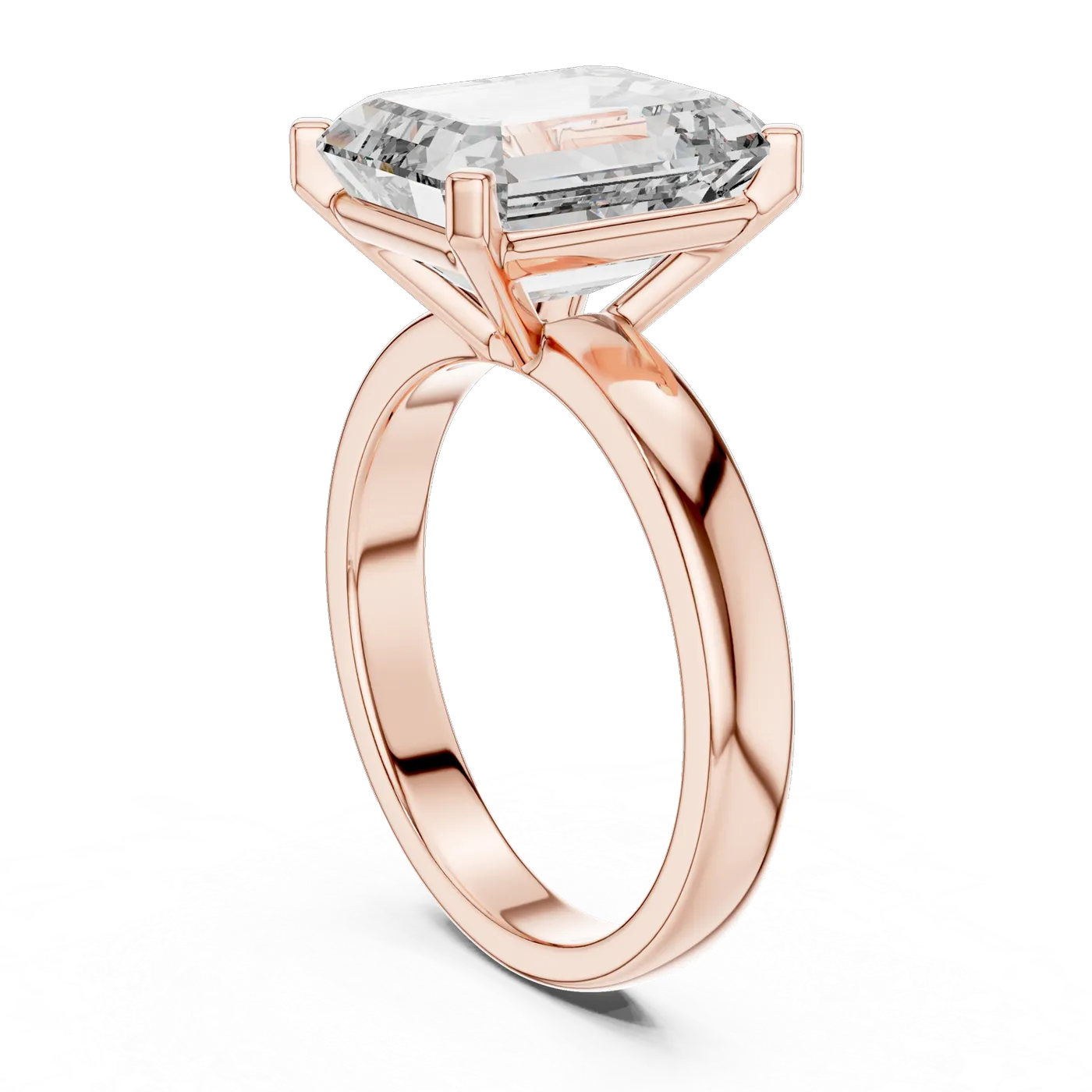 Bague de fiançailles Iris 3,53 ct en or rose 18 carats, diamant taille émeraude, vue 3