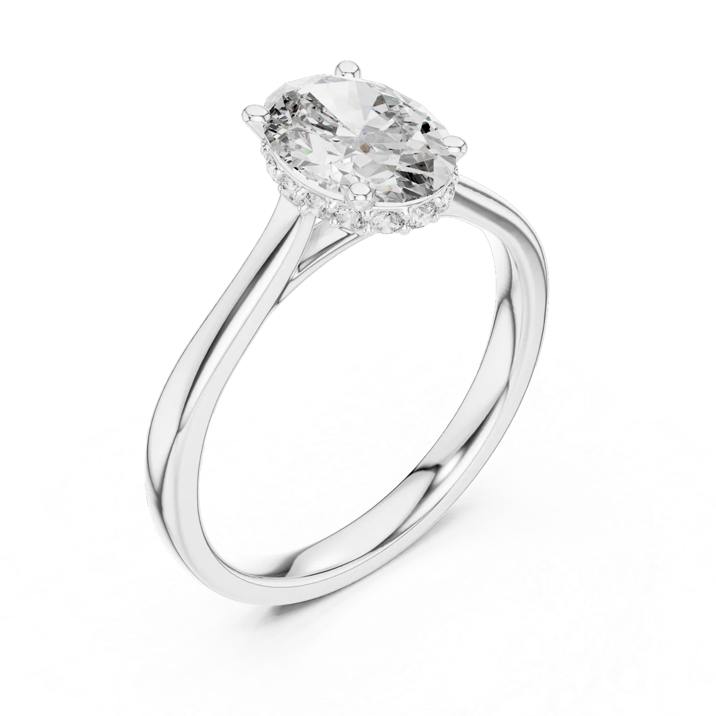 Bague de fiançailles Magnolia 1,55 ct en or blanc 18 carats, diamant ovale, vue 2