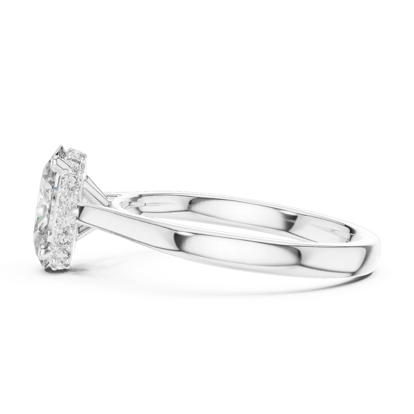 Bague de fiançailles Magnolia 1,55 ct en or blanc 18 carats, diamant ovale, vue 3