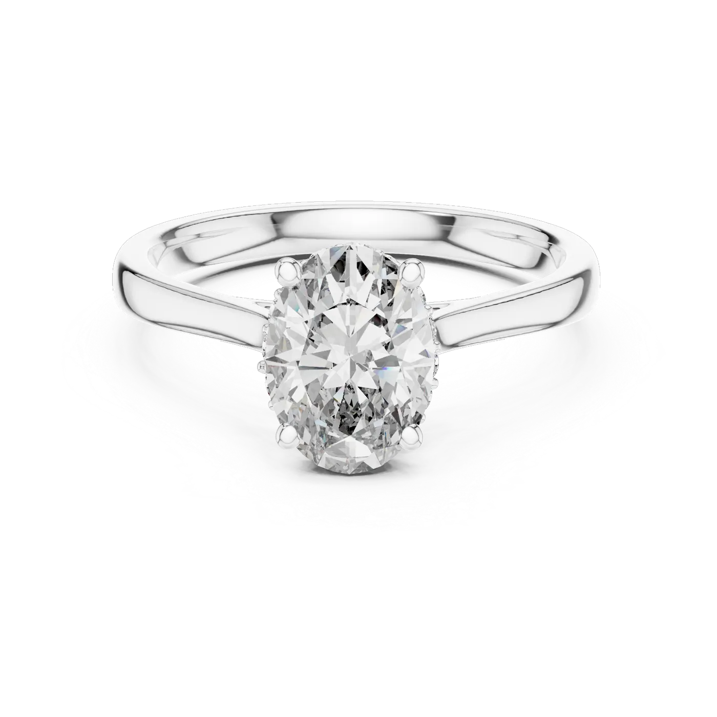 Bague de fiançailles Magnolia 1,55 ct en or blanc 18 carats, diamant ovale, vue 4