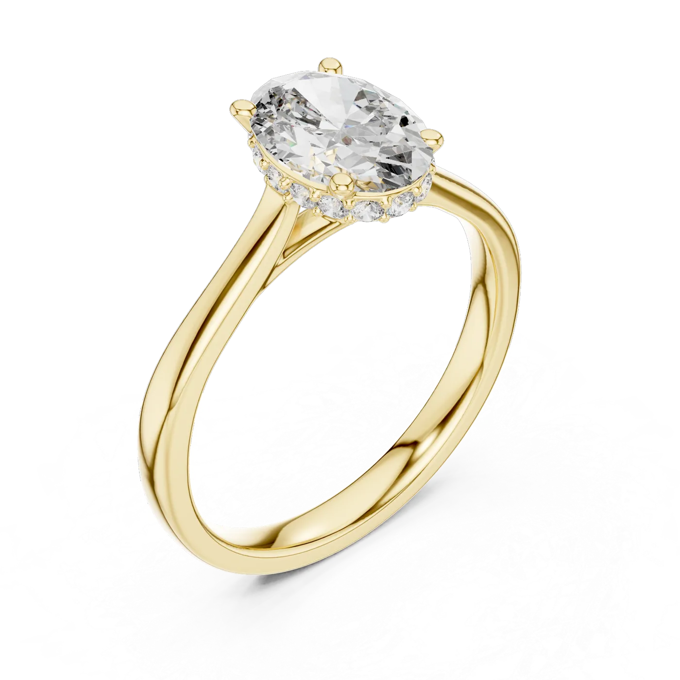 Bague de fiançailles Magnolia 1,55 ct en or jaune 18 carats, diamant ovale, vue 2