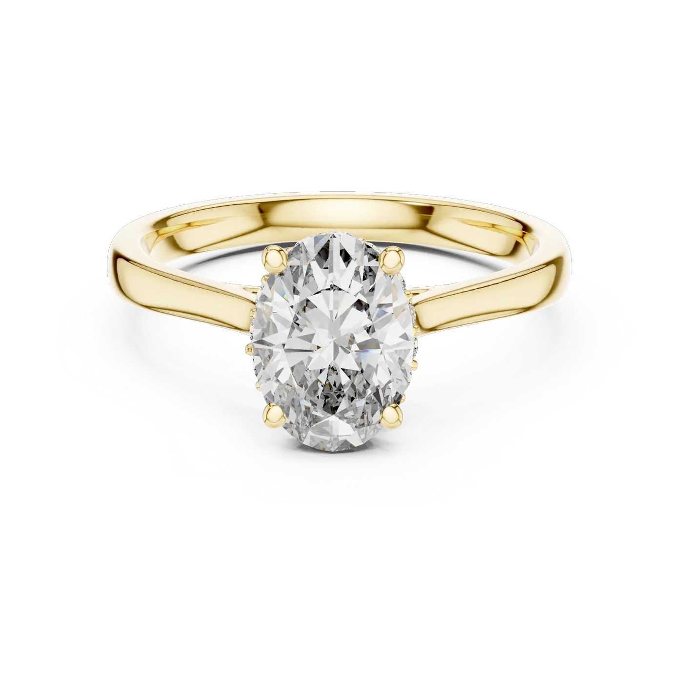Bague de fiançailles Magnolia 1,55 ct en or jaune 18 carats, diamant ovale, vue 4