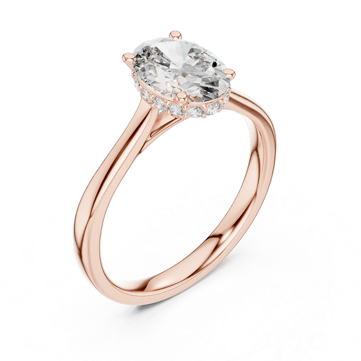 Bague de fiançailles Magnolia 1,55 ct en or rose 18 carats, diamant ovale, vue 2