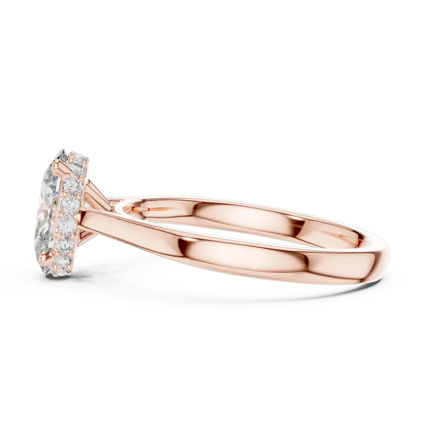 Bague de fiançailles Magnolia 1,55 ct en or rose 18 carats, diamant ovale, vue 3