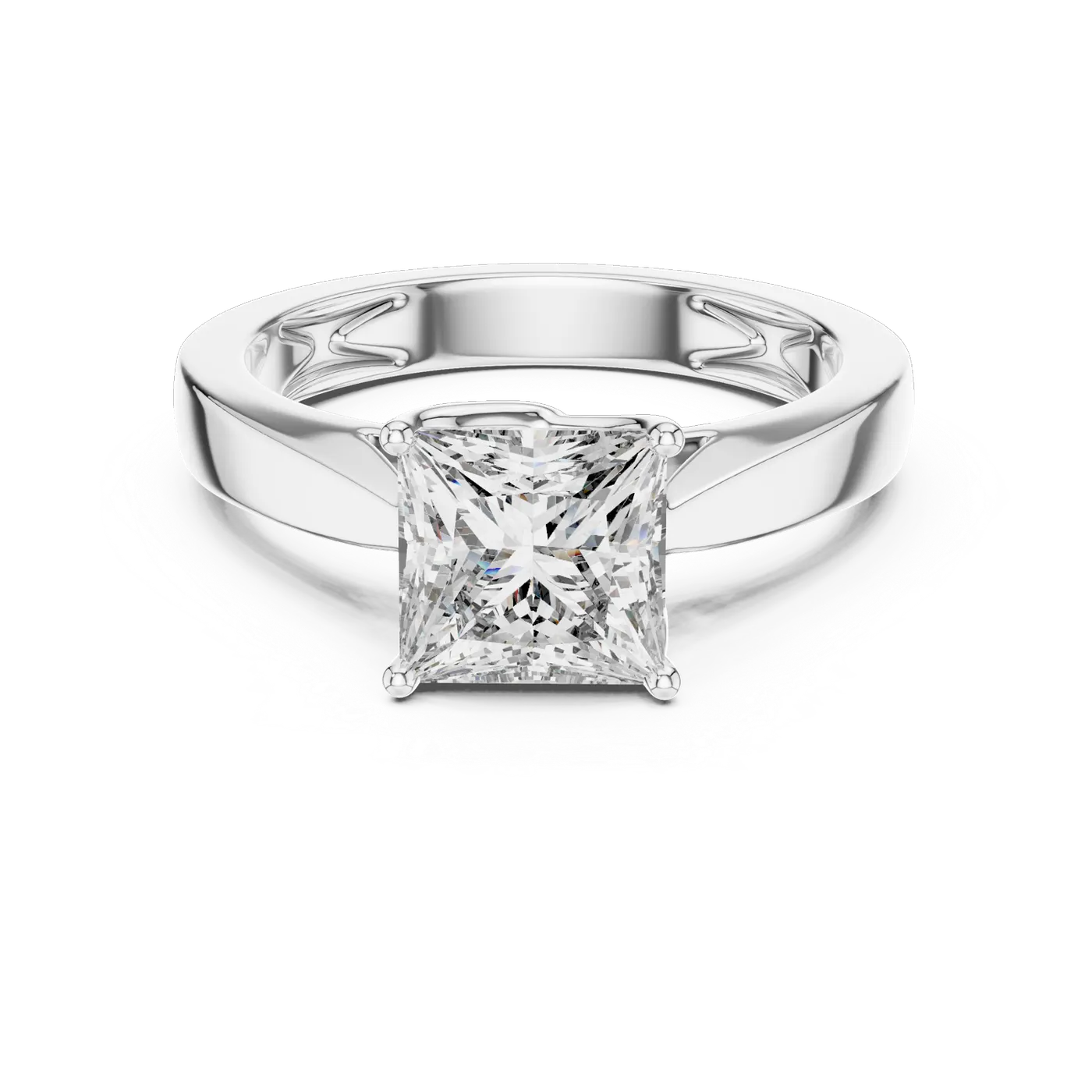 Bague de fiançailles Camélia 1,45 ct en or blanc 18 carats, diamant princesse, vue 2