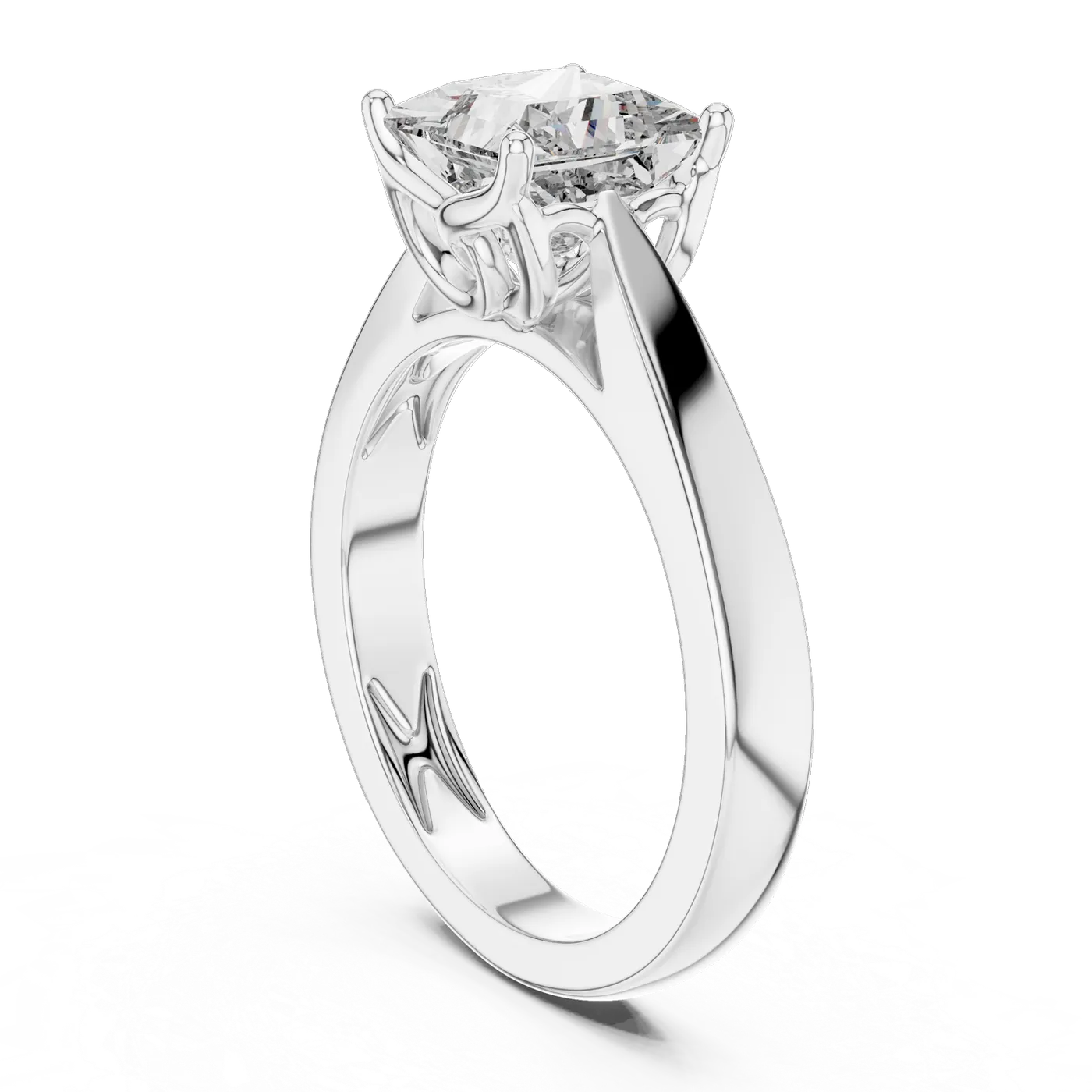 Bague de fiançailles Camélia 1,45 ct en or blanc 18 carats, diamant princesse, vue 3