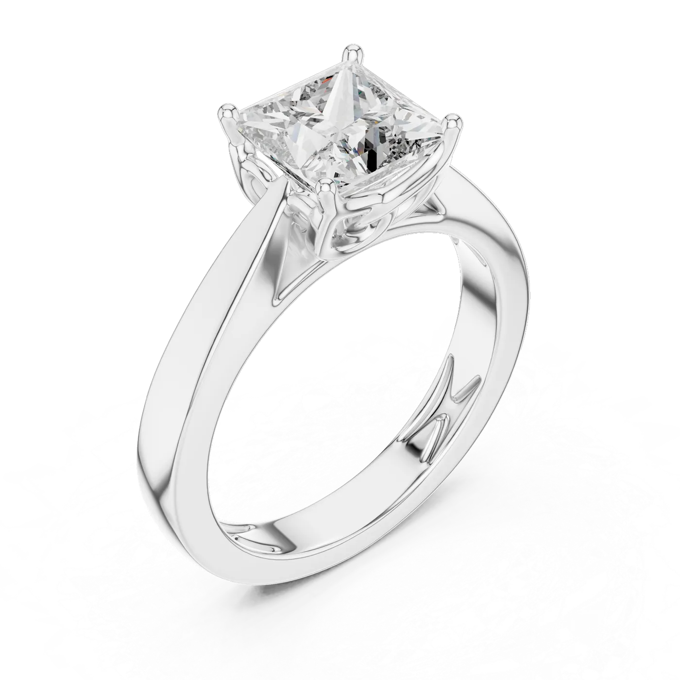 Bague de fiançailles Camélia 1,45 ct en or blanc 18 carats, diamant princesse, vue 4