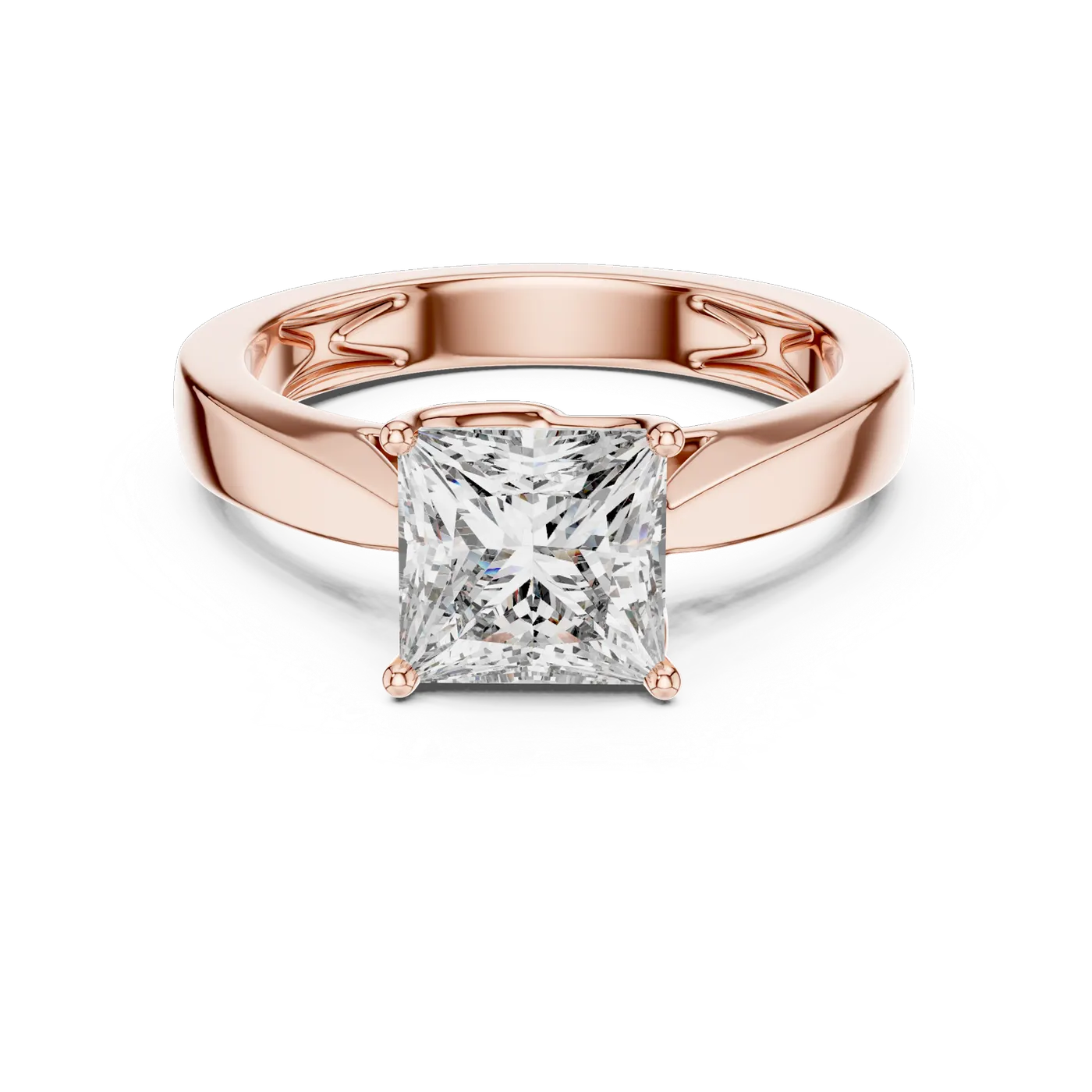 Bague de fiançailles Camélia 1,45 ct en or rose 18 carats, diamant princesse, vue 2