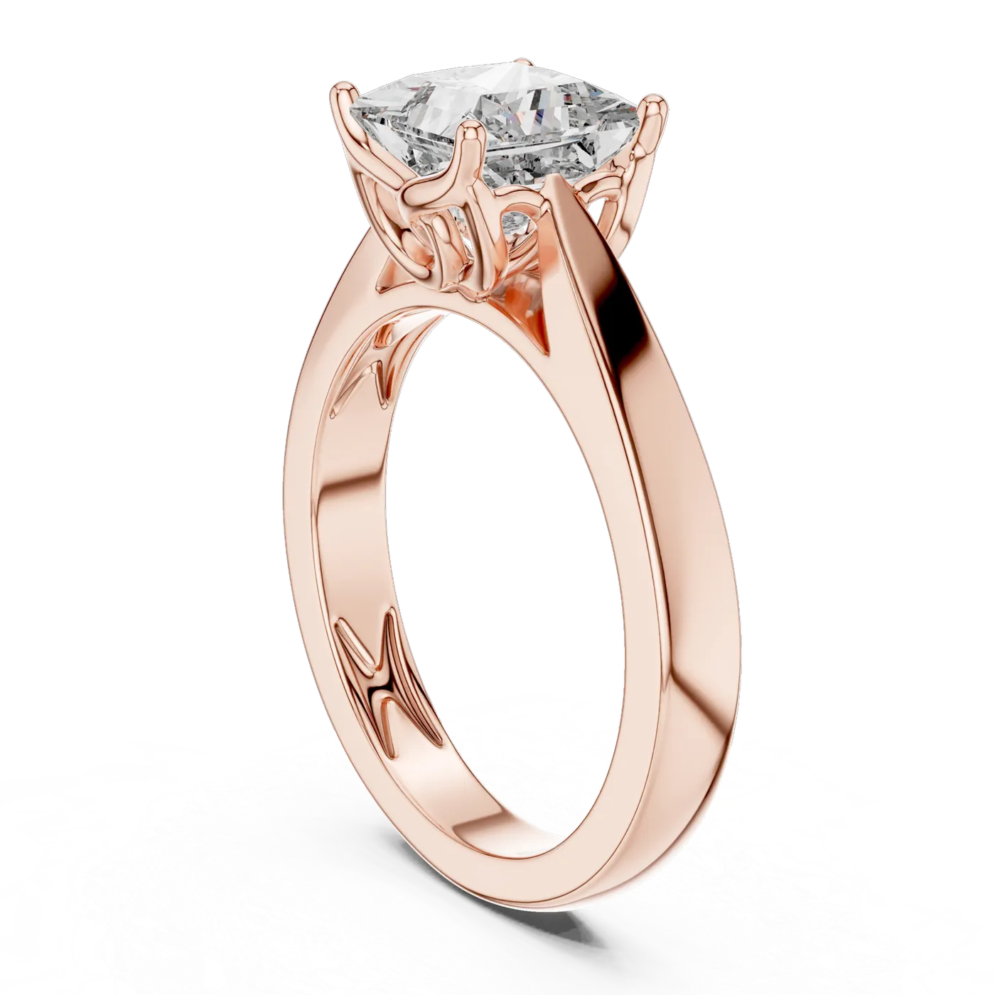 Bague de fiançailles Camélia 1,45 ct en or rose 18 carats, diamant princesse, vue 3
