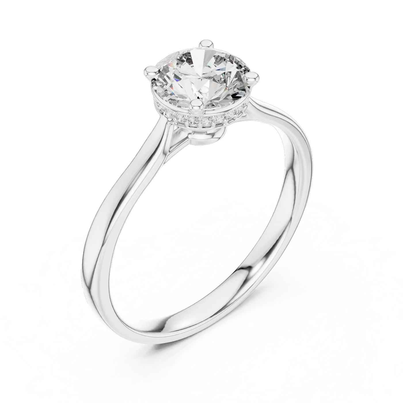 Bague de fiançailles Marguerite 1,18 ct en or blanc 18 carats, diamant rond, vue 2